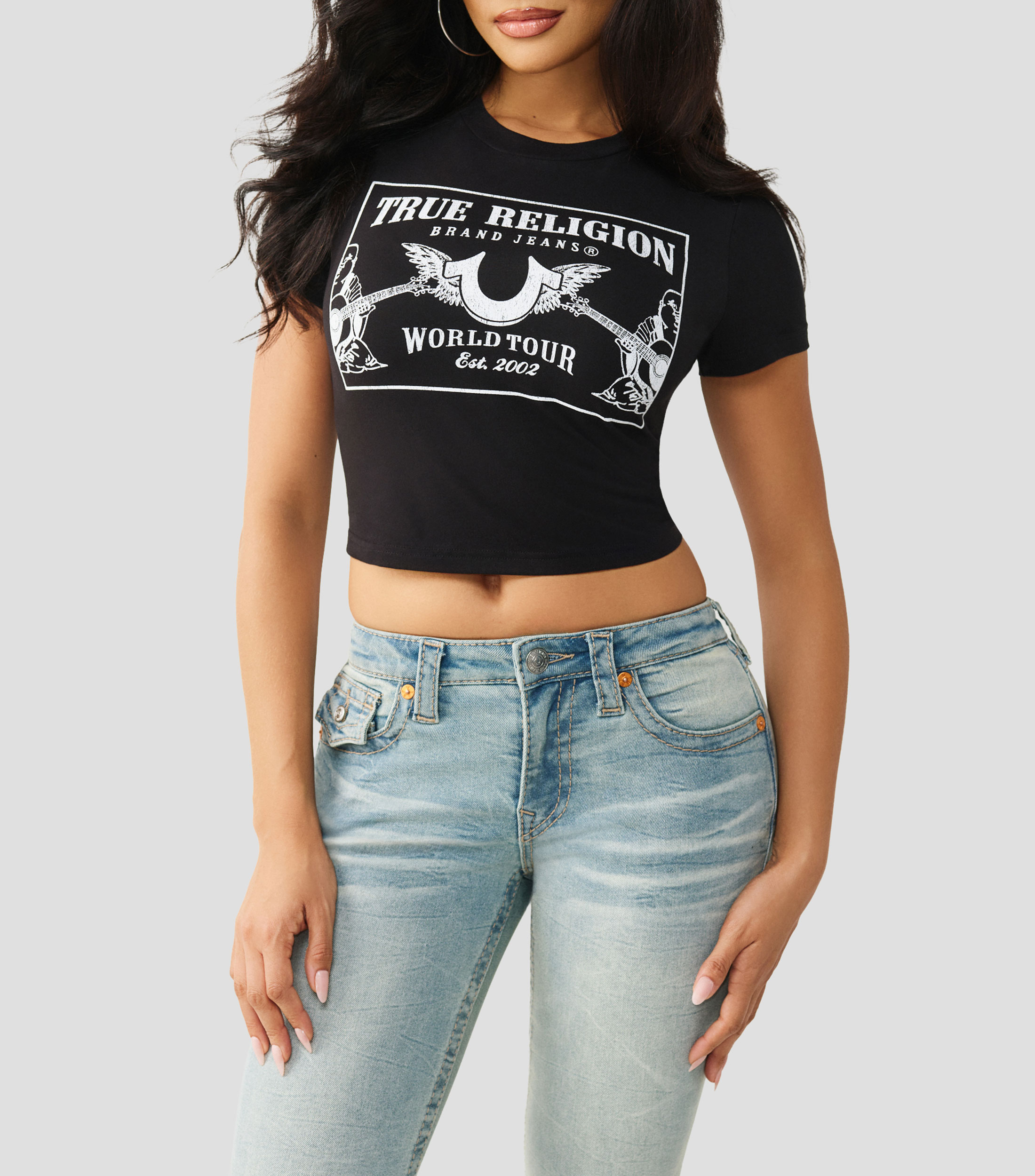 Playera cuello redondo manga corta estampada Mujer