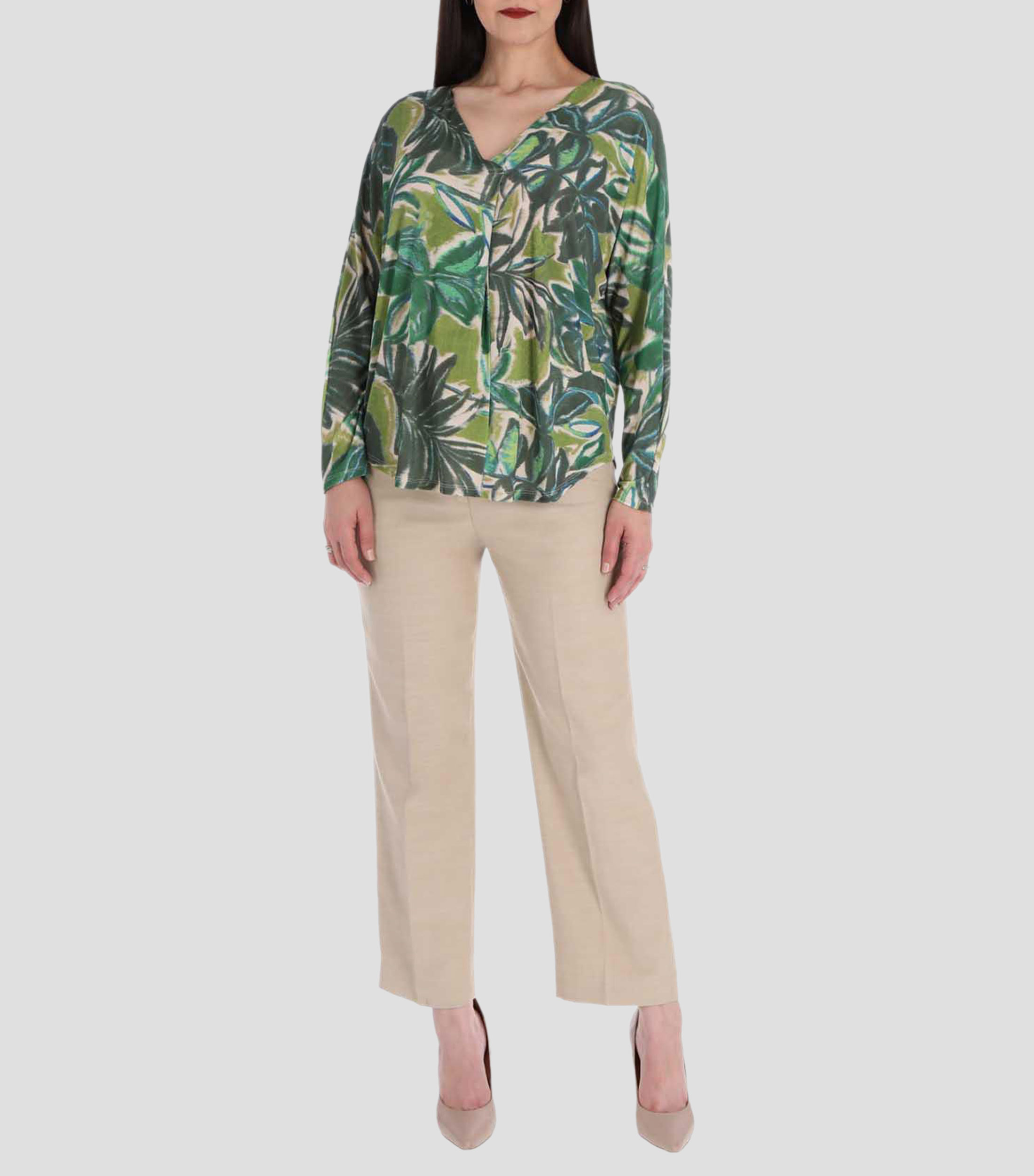 Blusa estampada manga larga Mujer