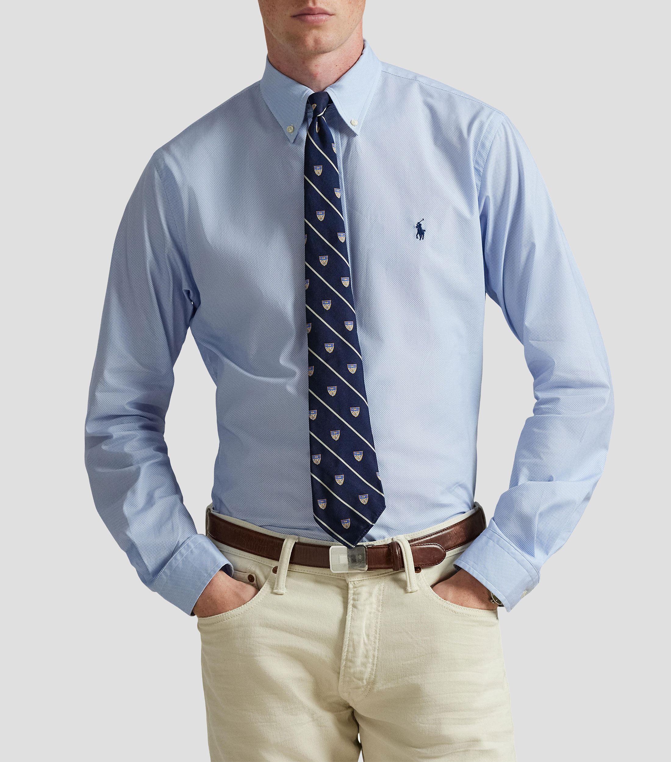 Camisa con microdiseño manga larga Hombre