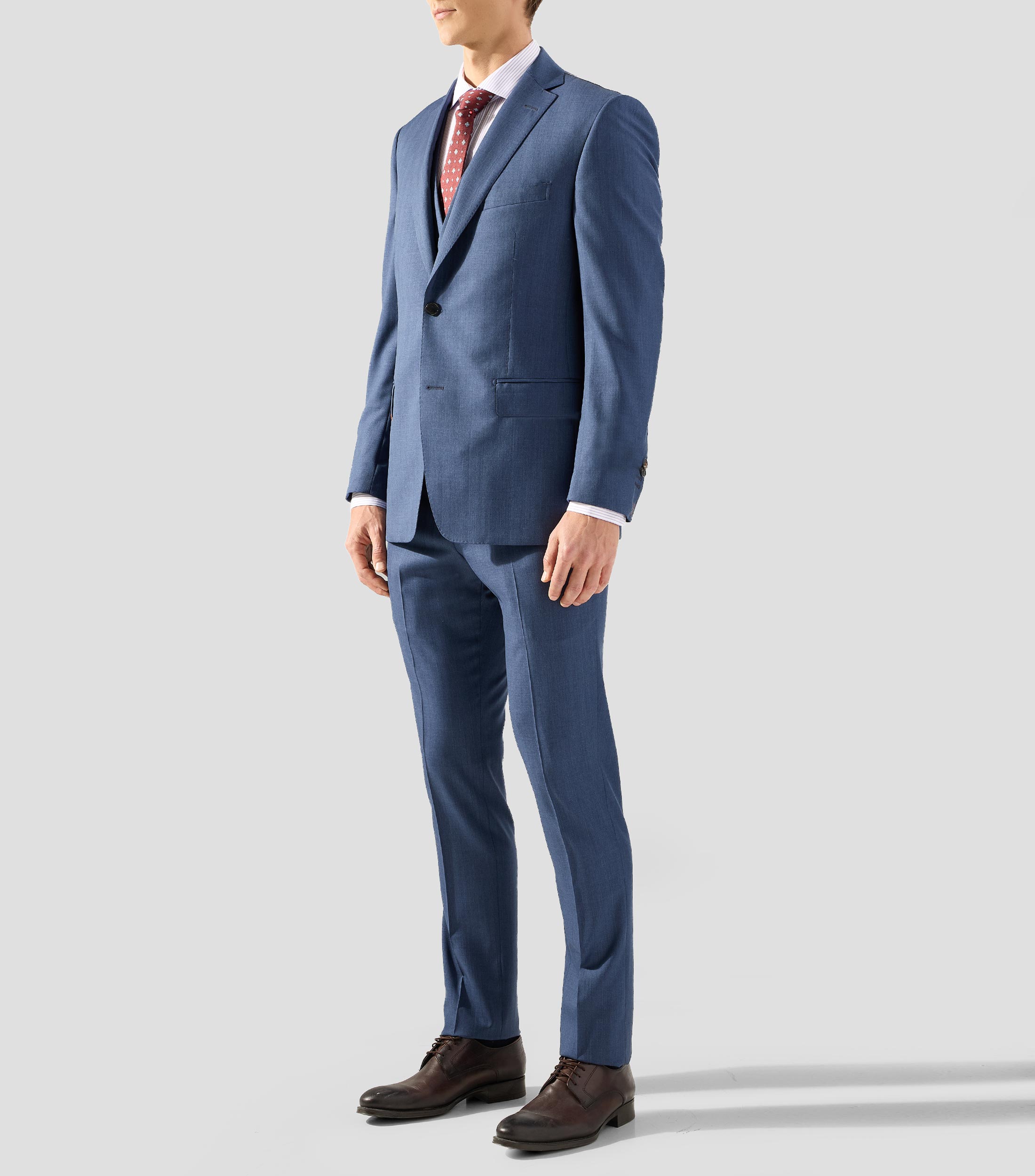 Traje 3 piezas de lana corte slim fantasía Hombre