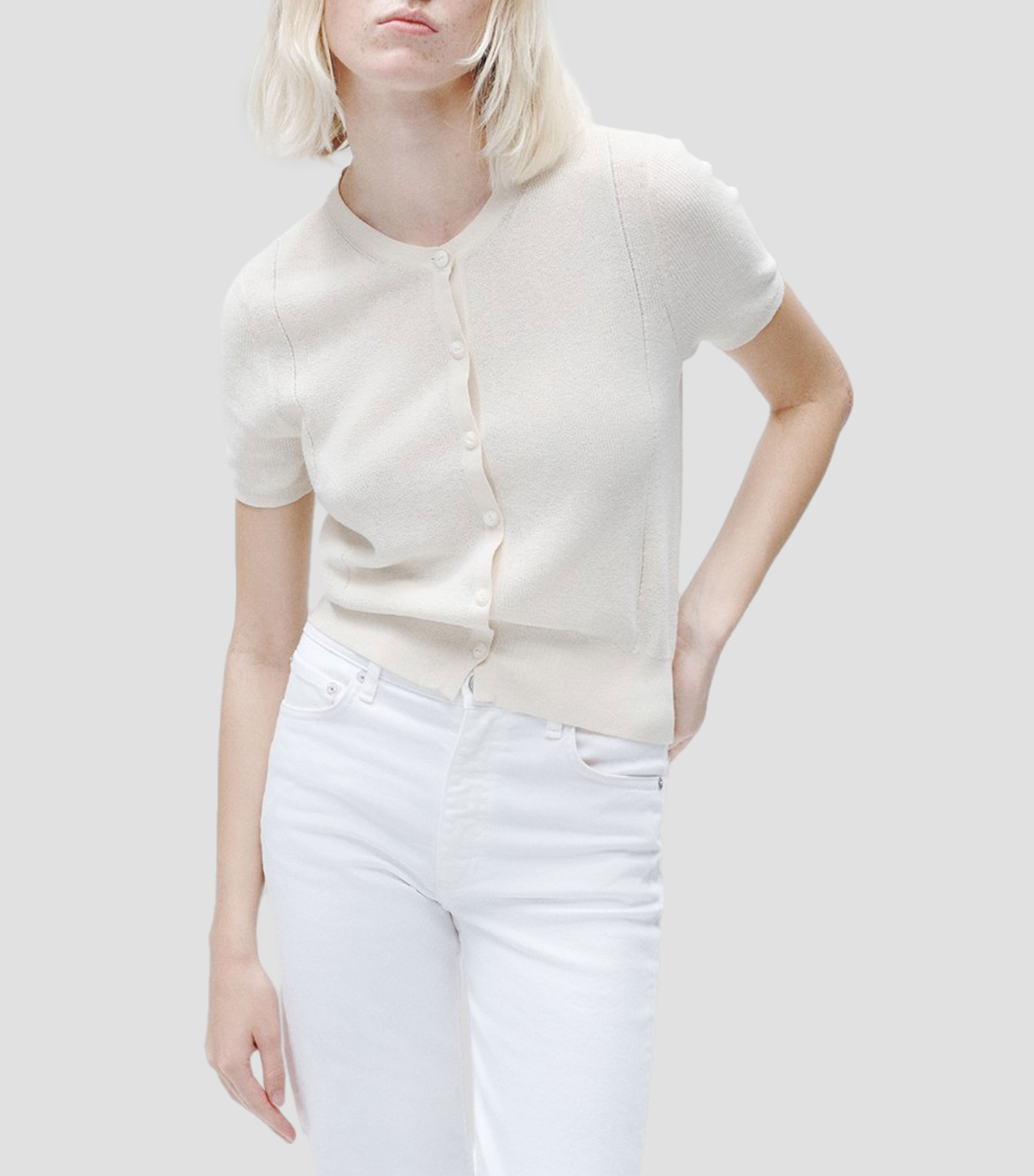 Blusa lisa manga corta Mujer