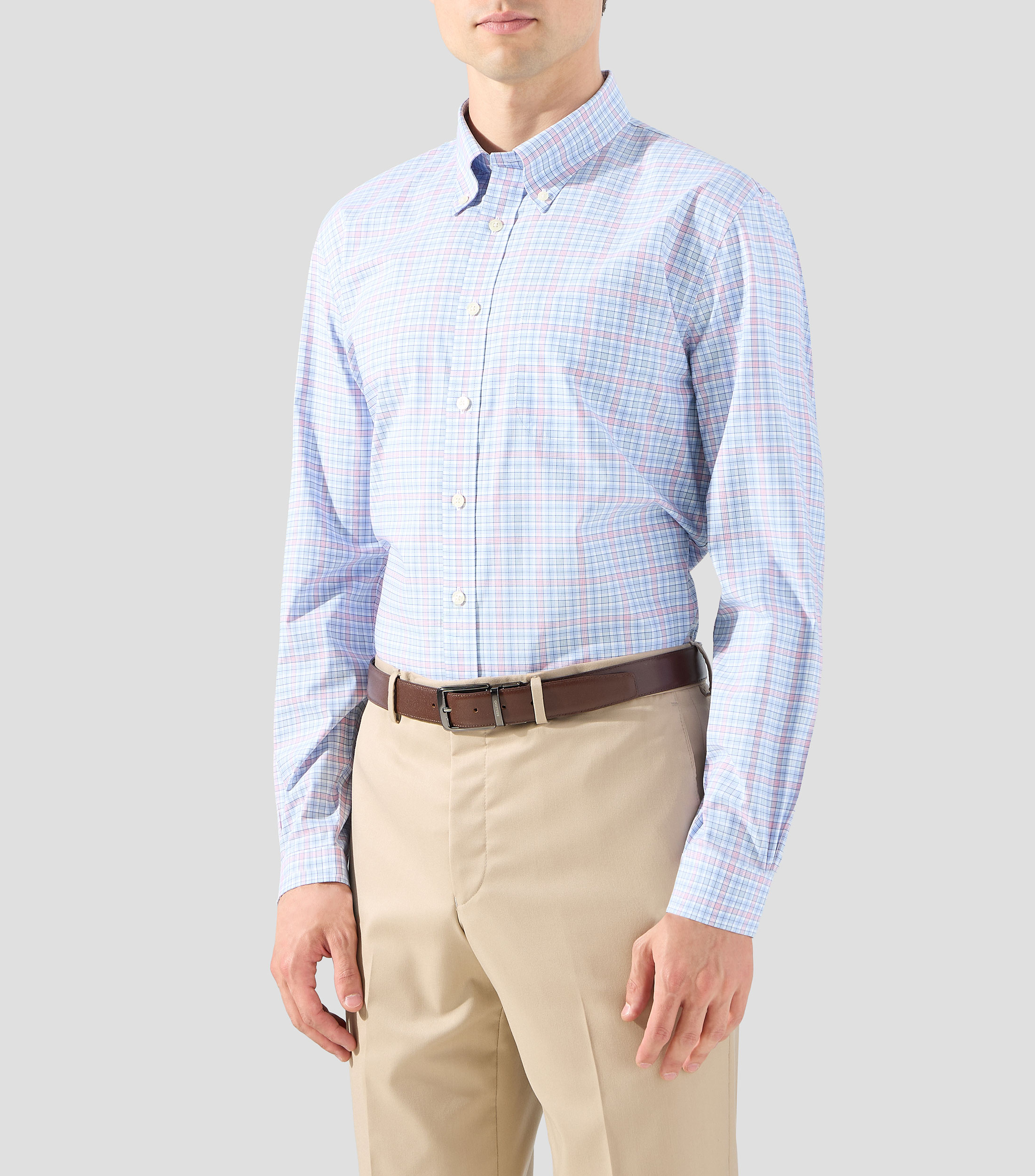 Camisa con cuadros manga larga Hombre