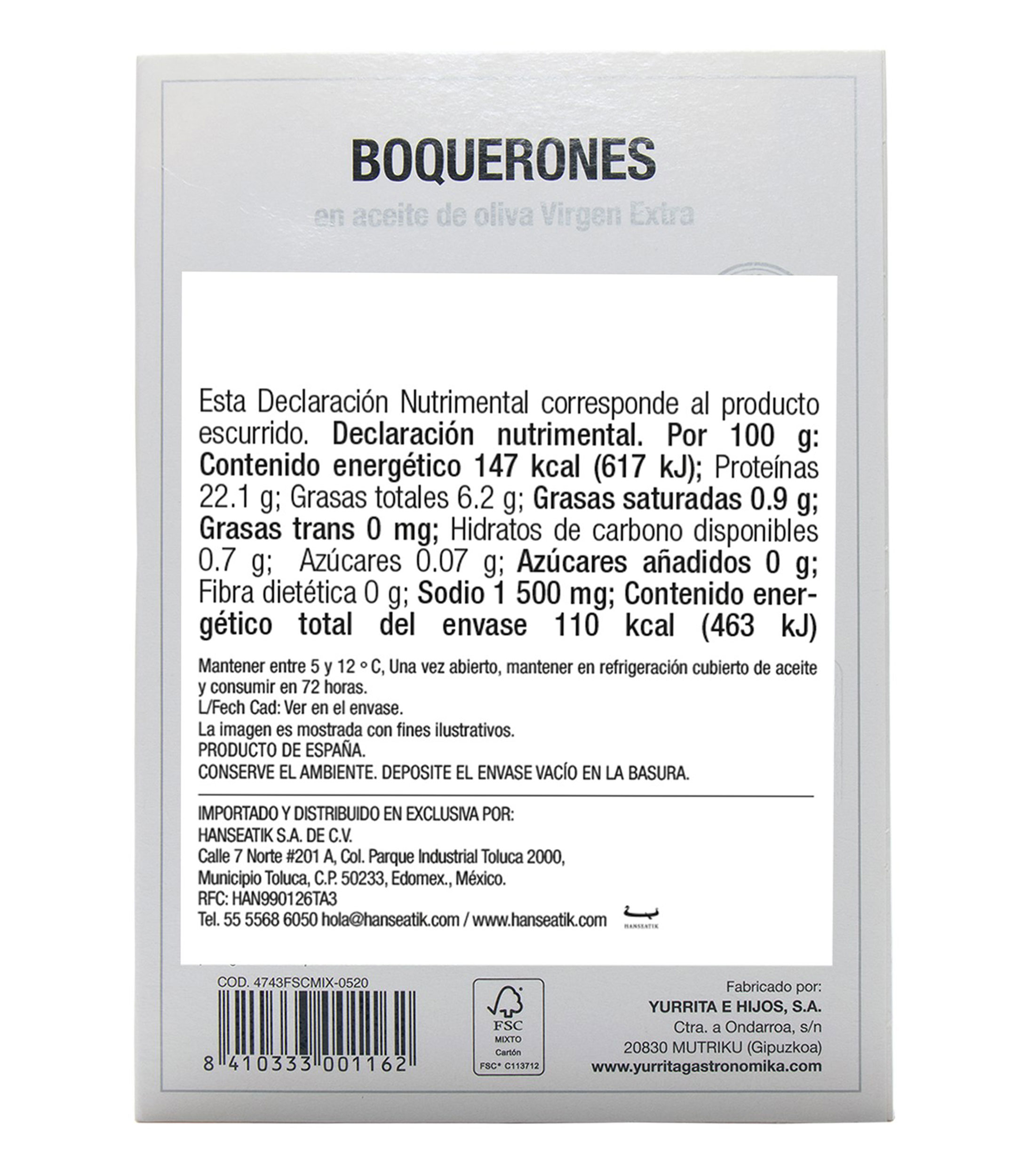 Boquerones en aceite de oliva extra virgen, 100 gr