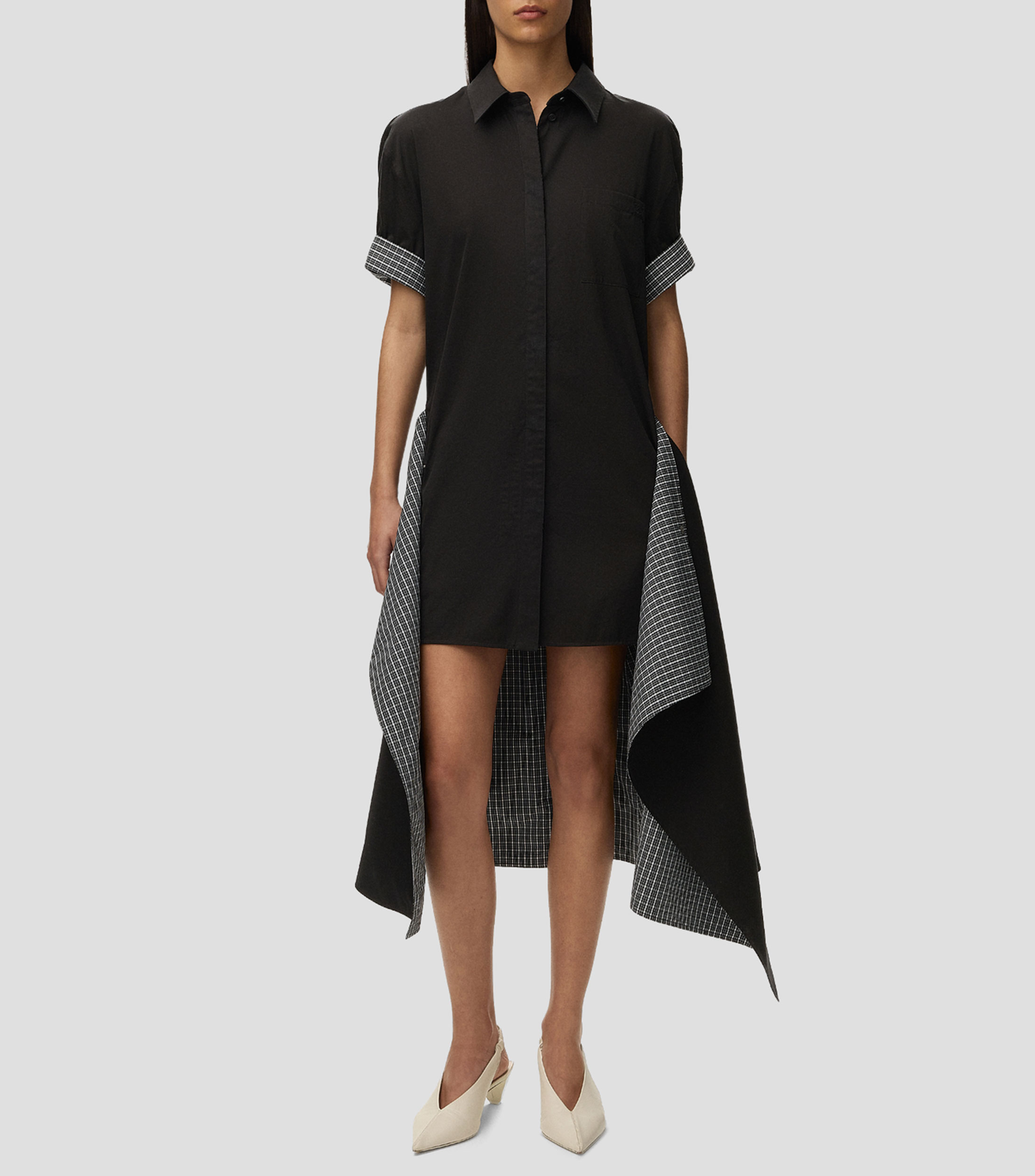 Vestido midi con diseño liso Mujer