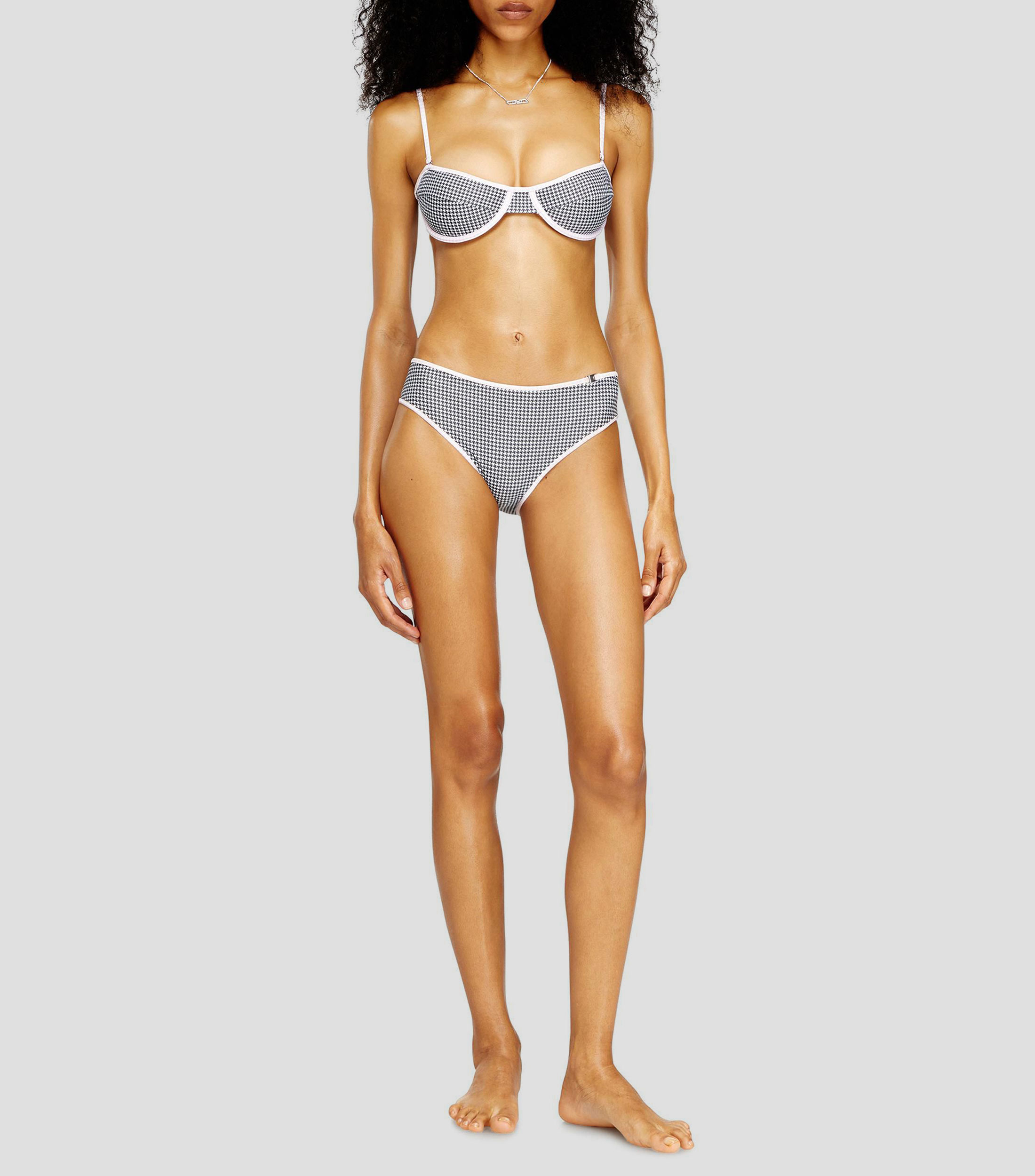Bikini bottom estampado de pata de gallo Mujer