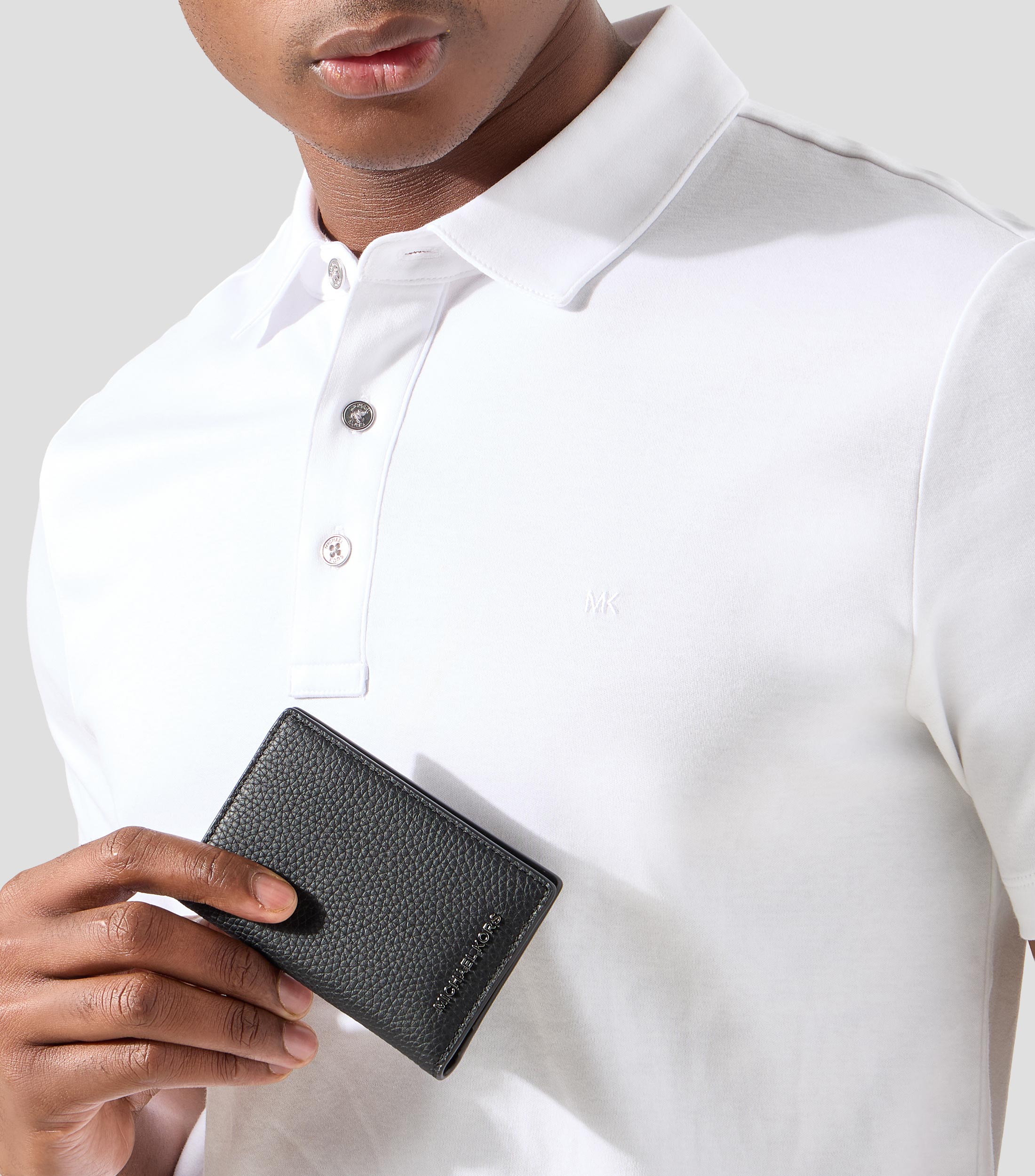 Cartera bifold en piel Hudson granulado sólido Hombre