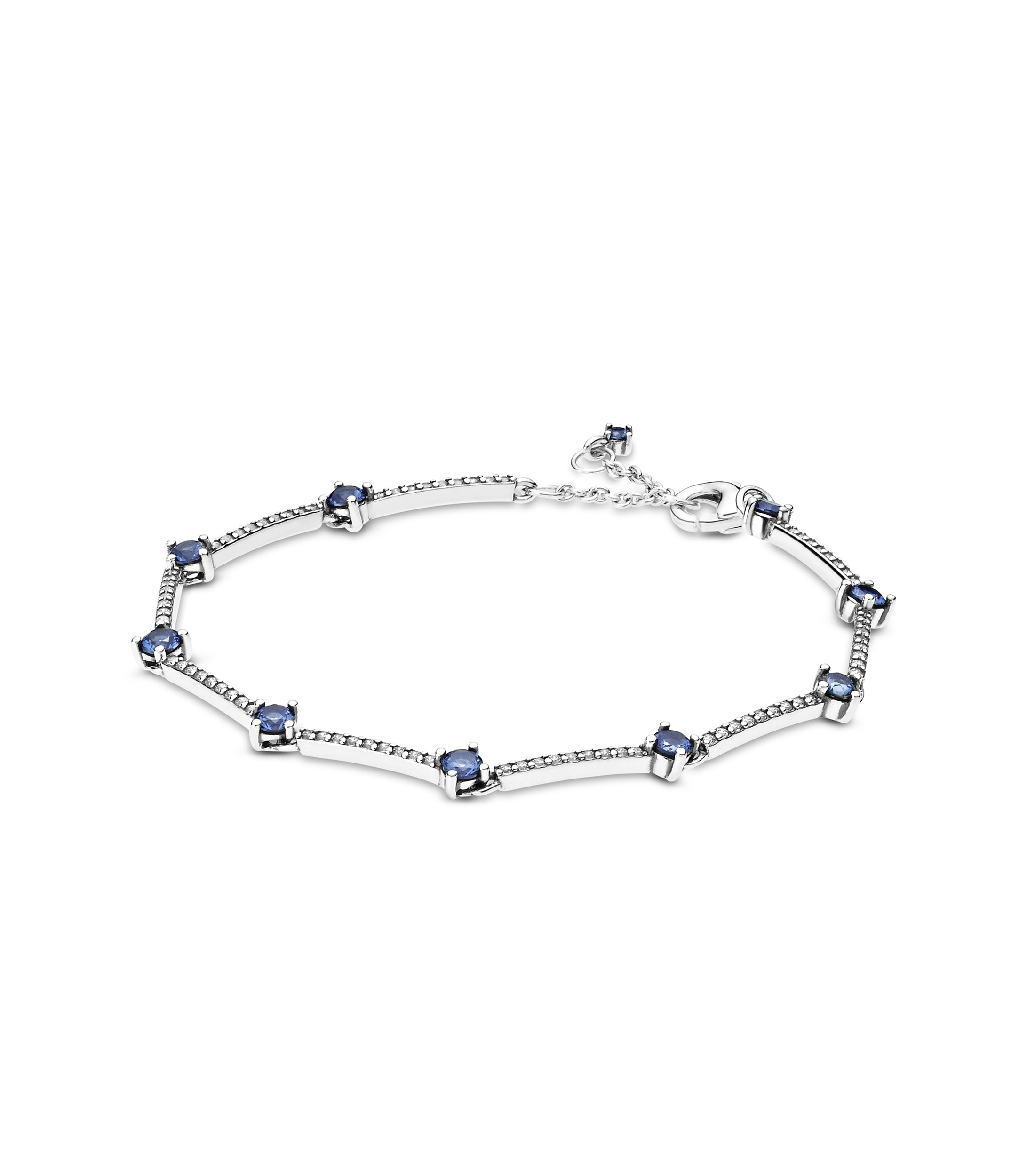 Brazalete en plata Barras con pavé brillante Mujer