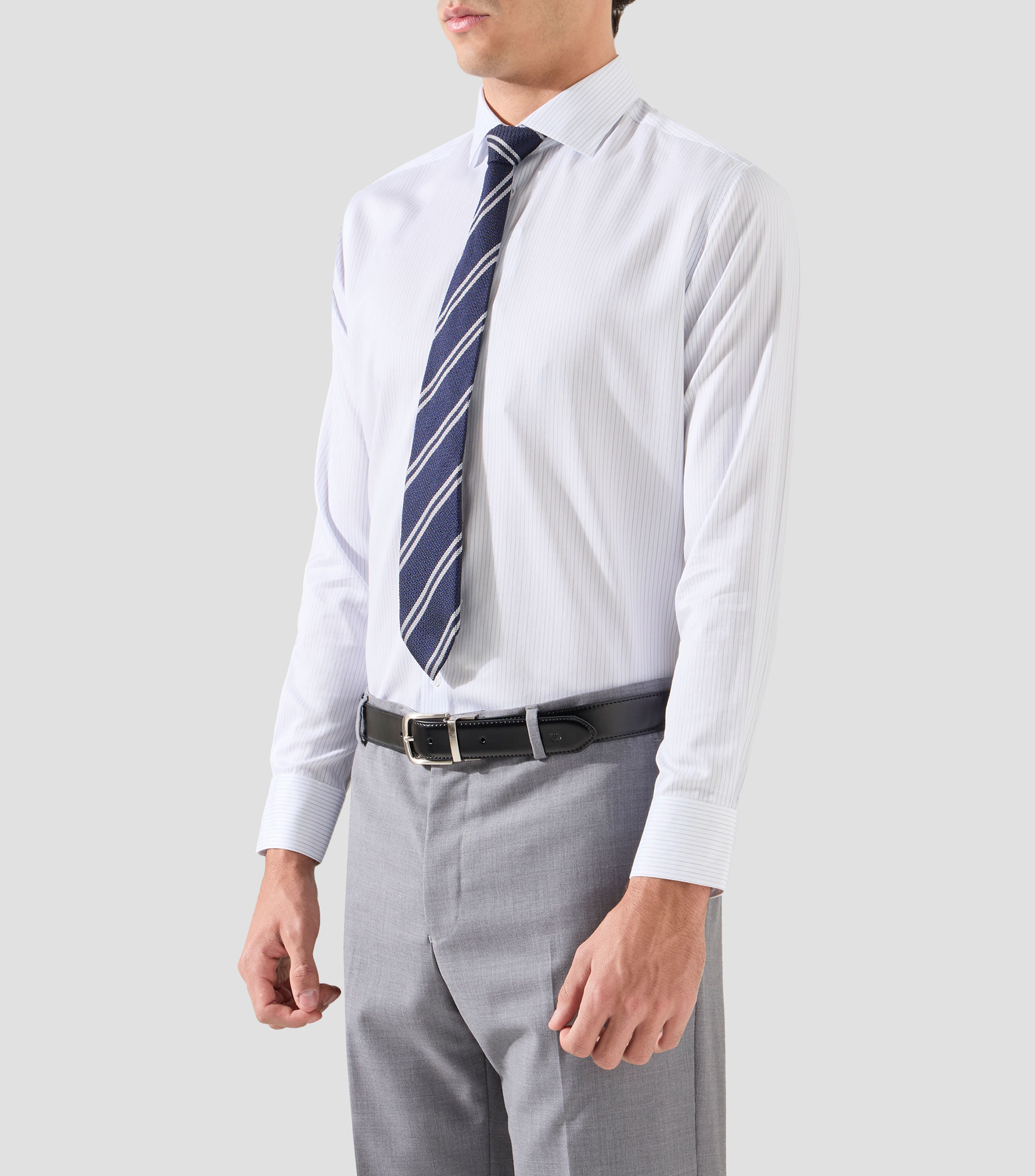 Camisa a rayas manga larga Hombre