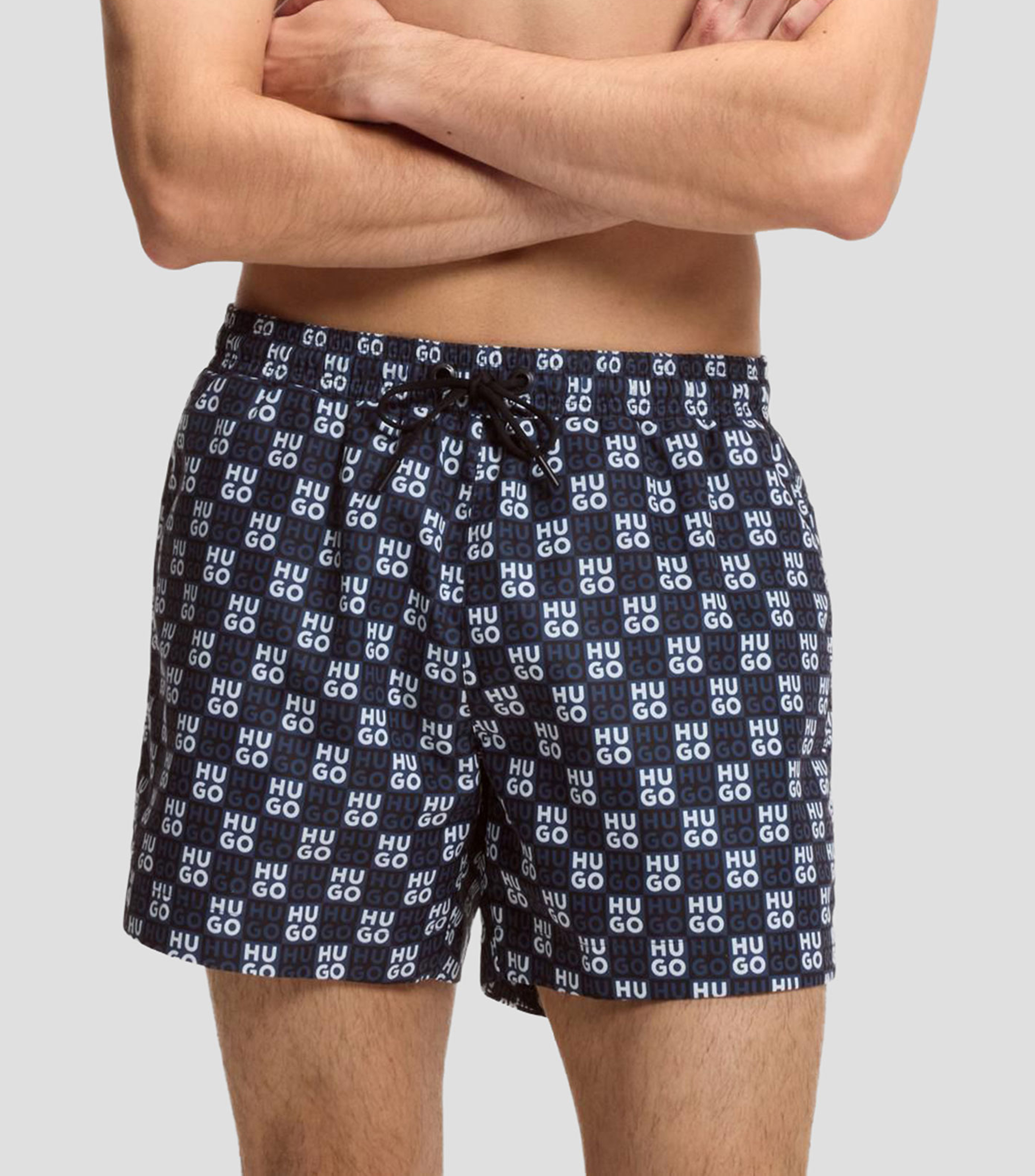 Traje de baño con logos cuadrados Hombre