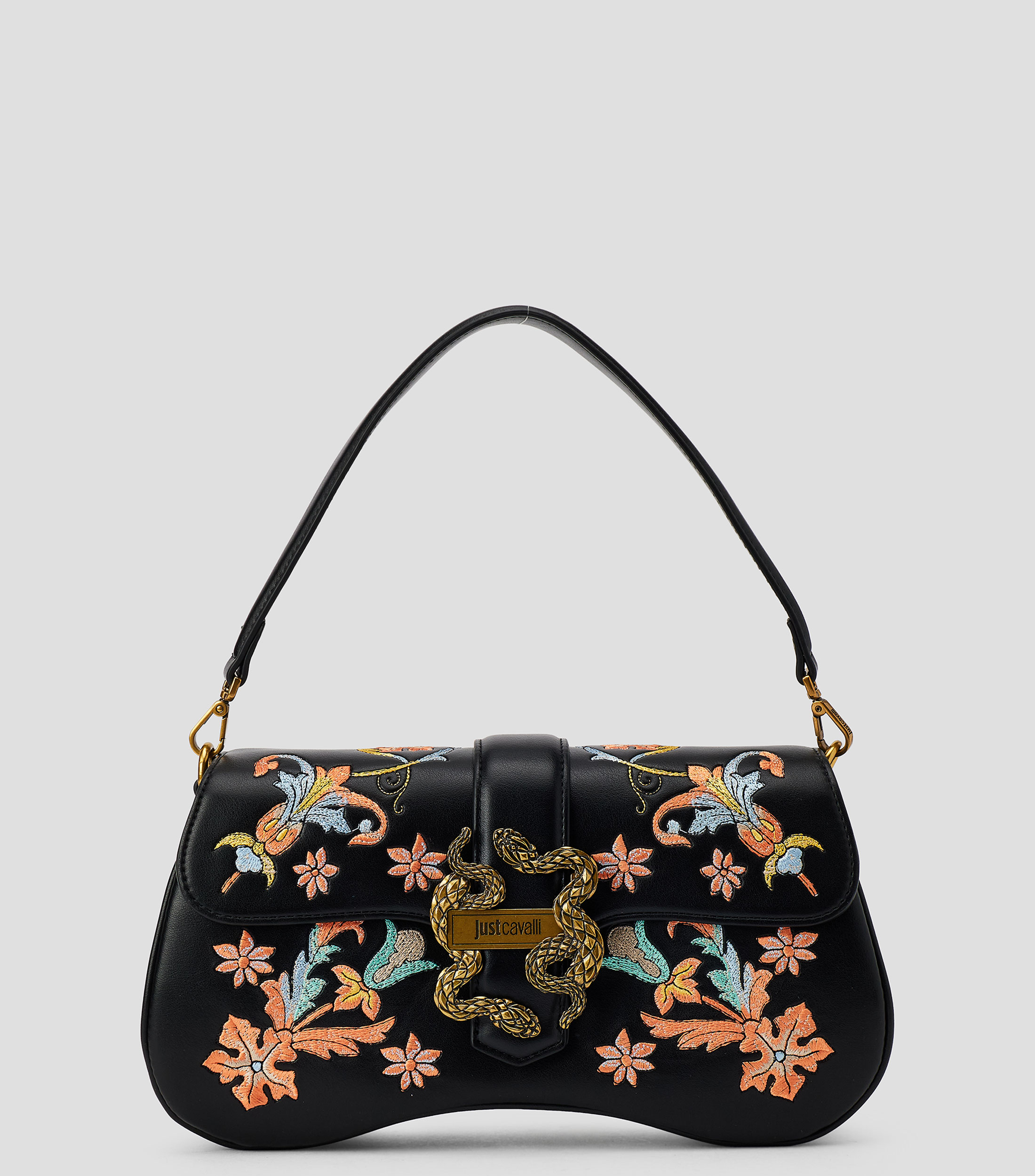 Bolsa shoulder negra bordada Mujer