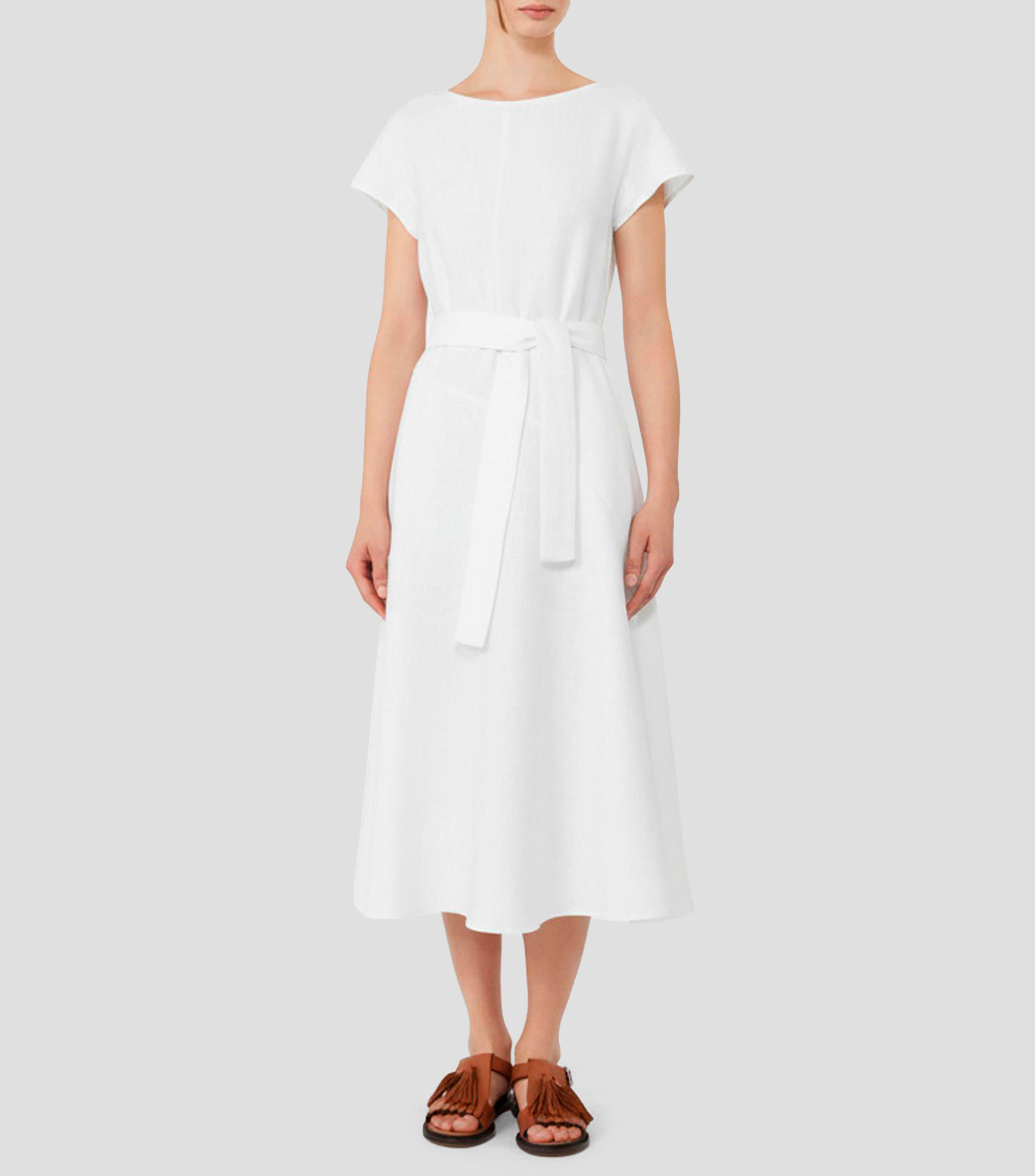 Vestido midi manga corta liso Mujer