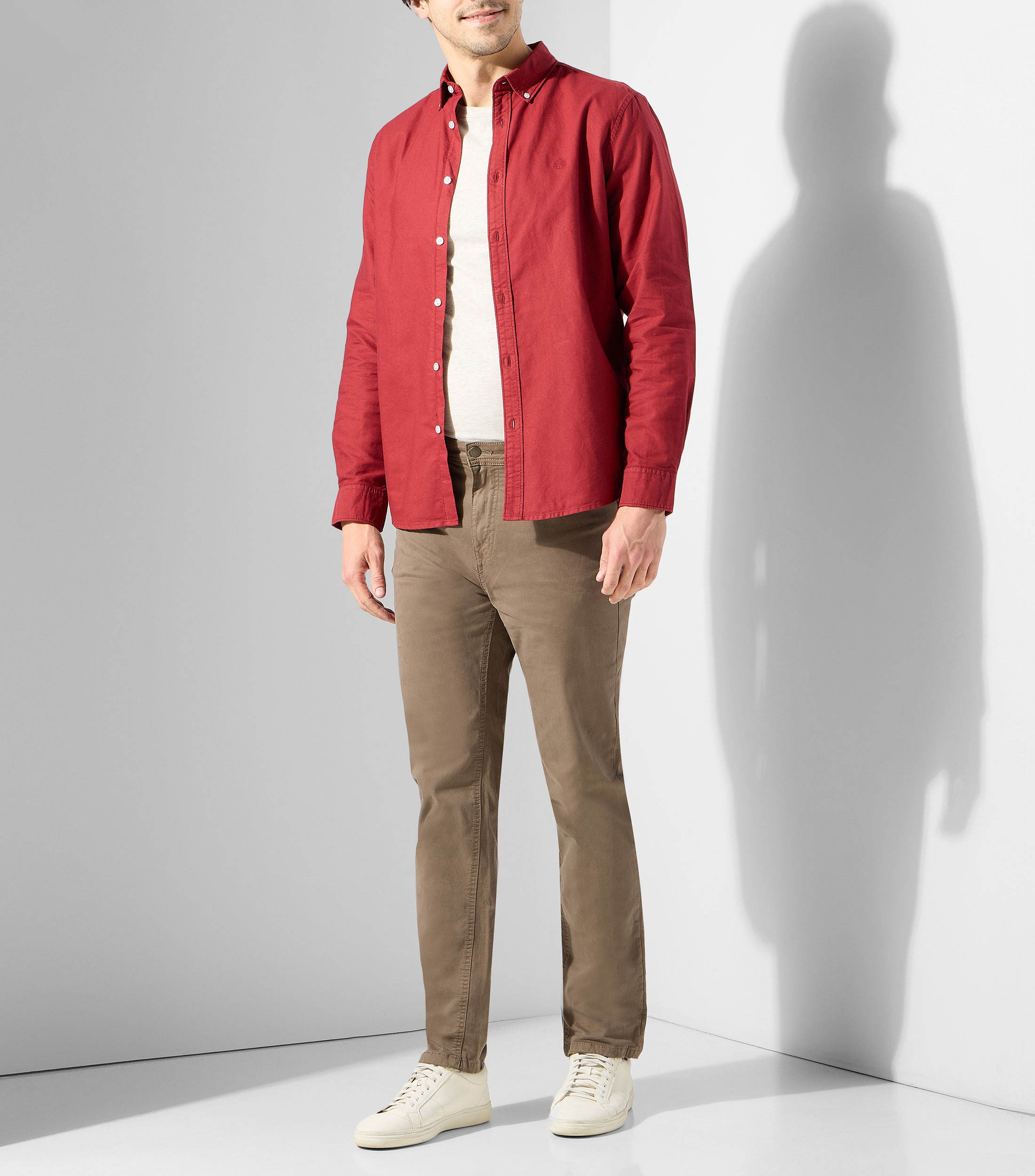 Camisa lisa manga larga Hombre