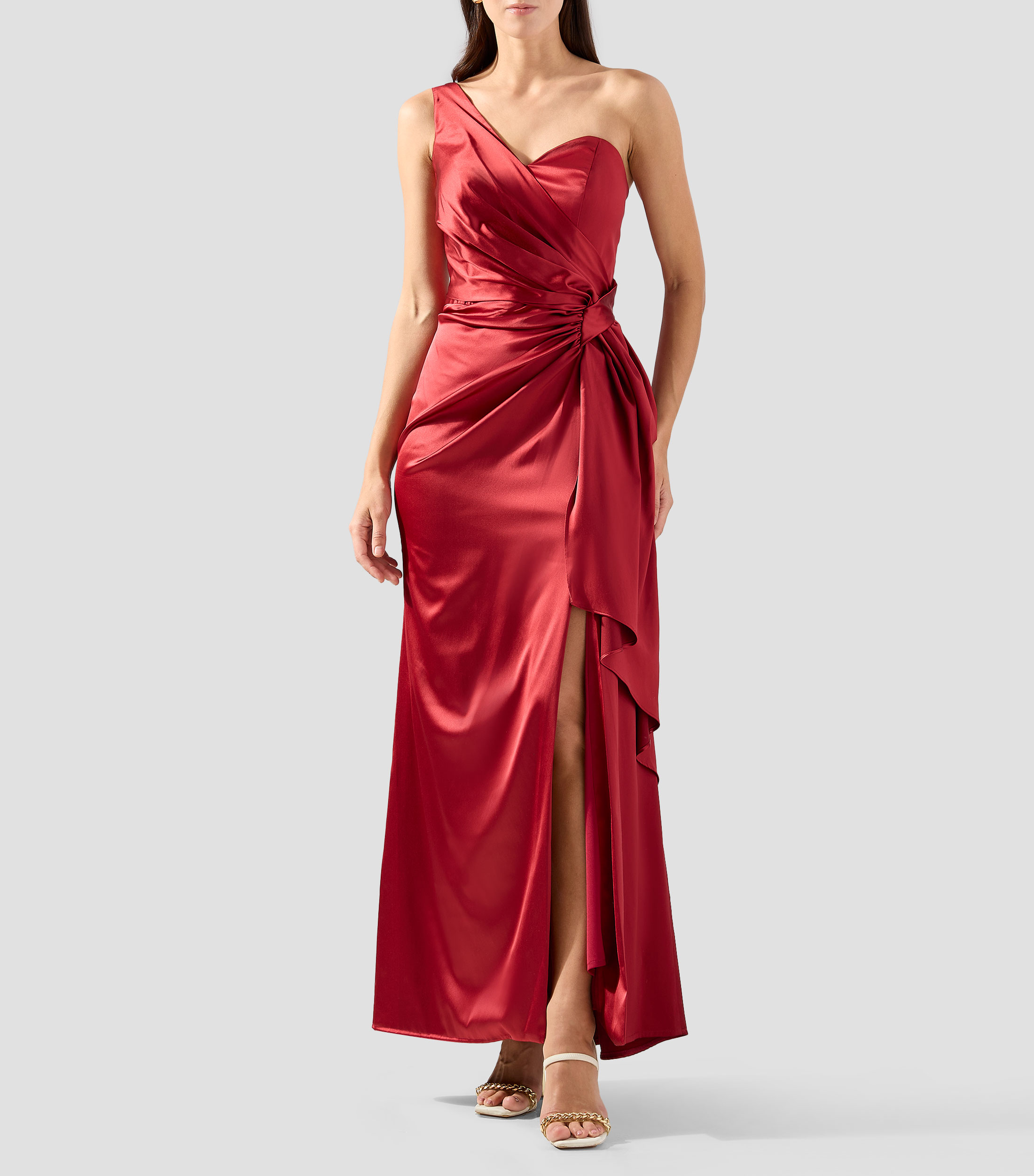 Vestido largo liso Mujer