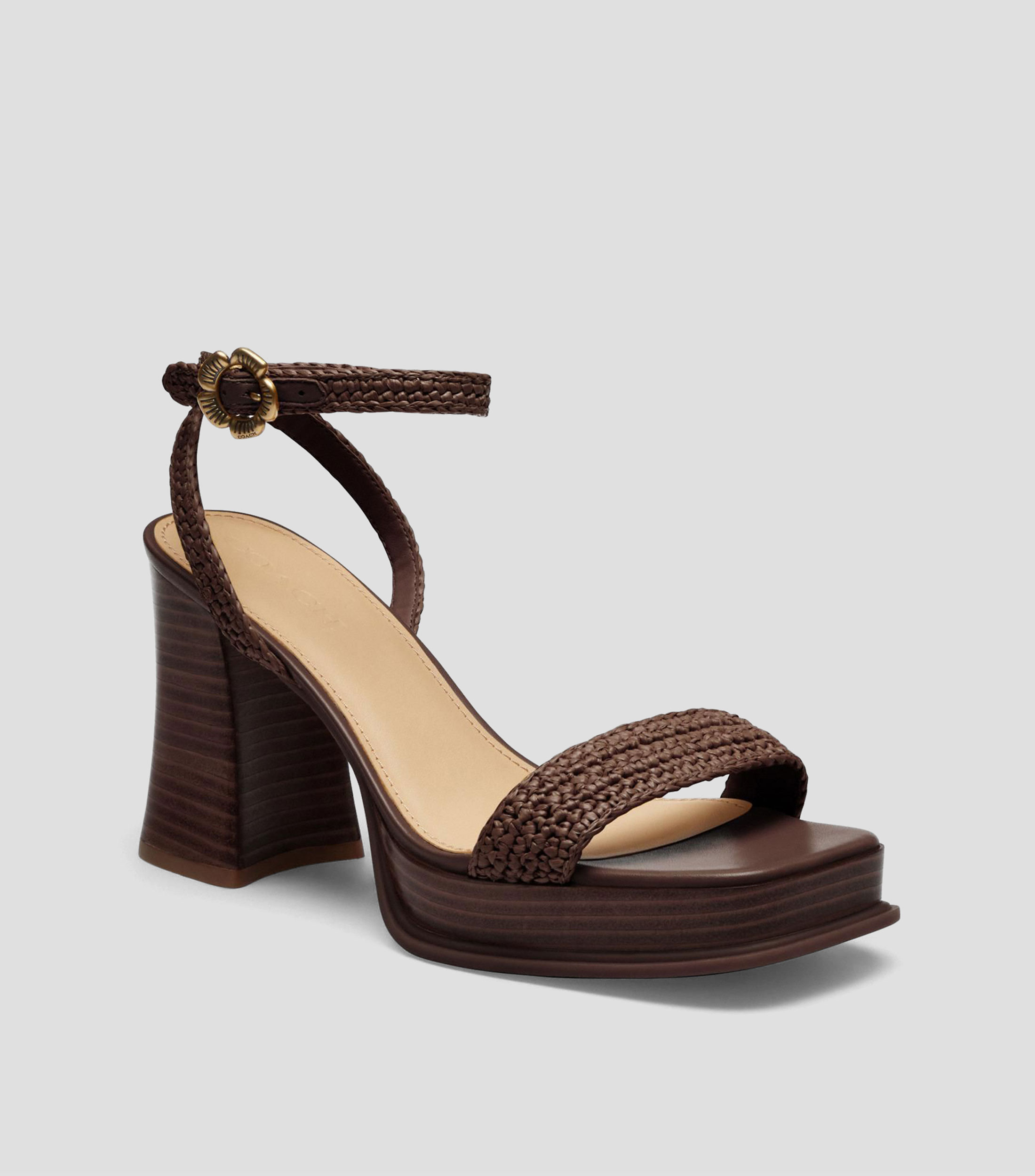 Sandalias con plataforma y tacón alto ancho Mujer