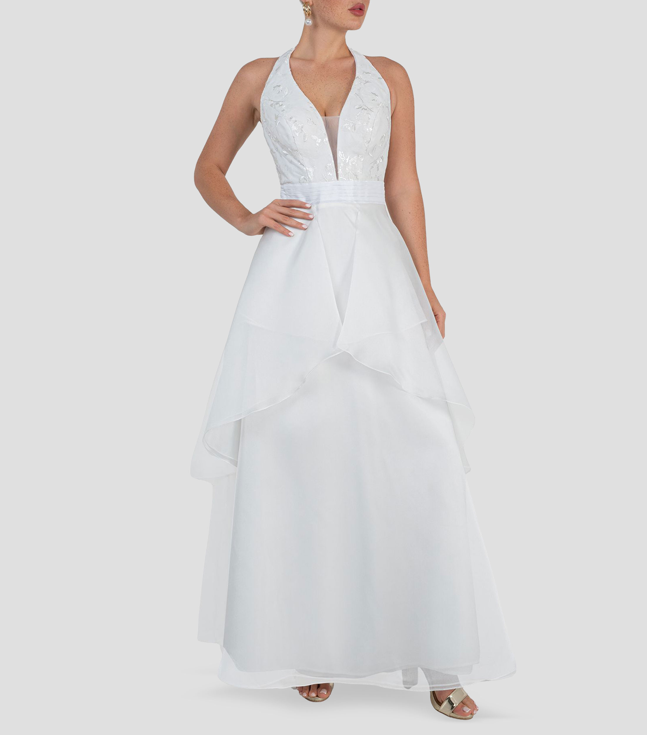 Vestido de fiesta largo liso Mujer