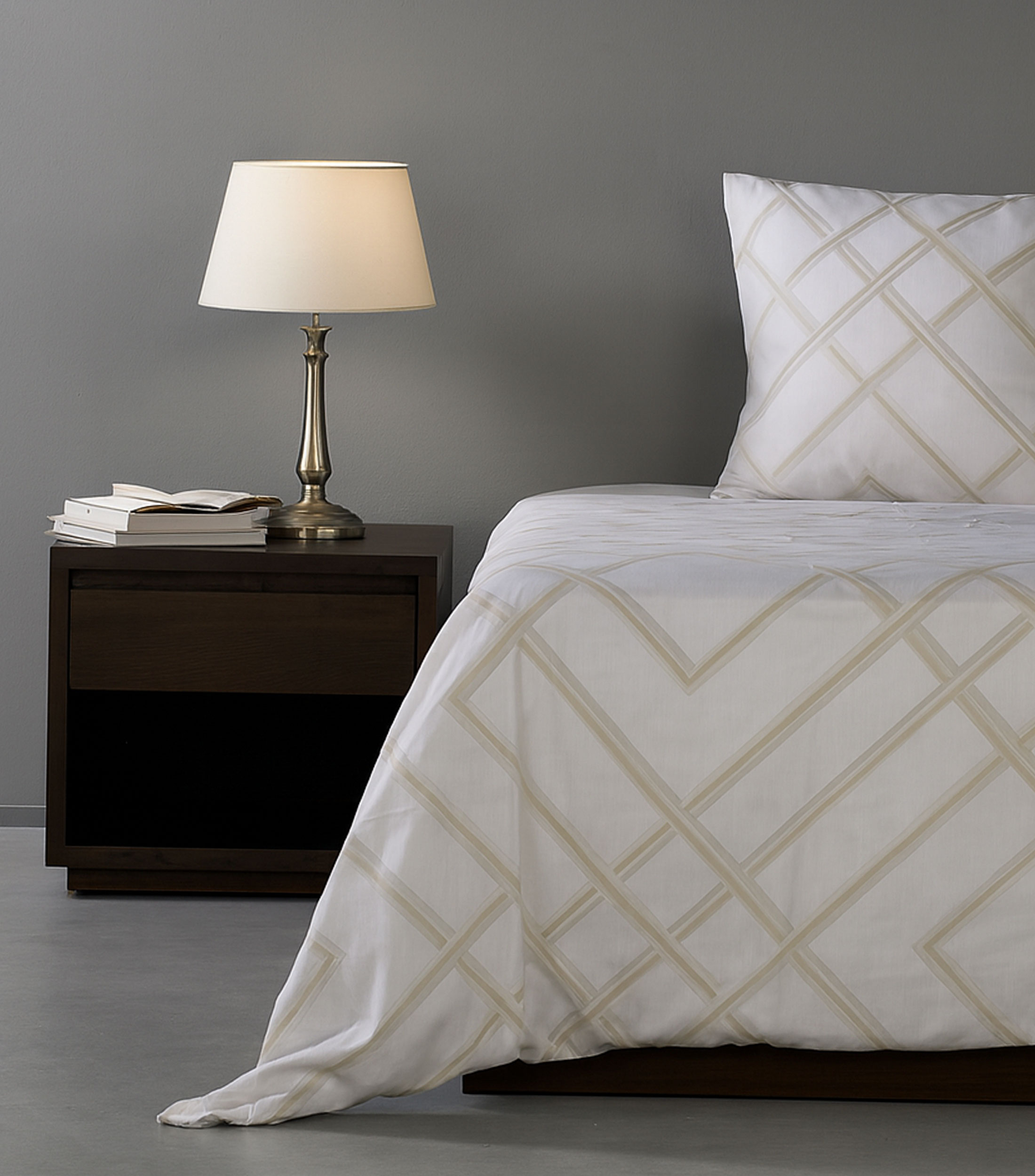 Funda para duvet queen size en algodón Geometrics Arredo blanco con gris