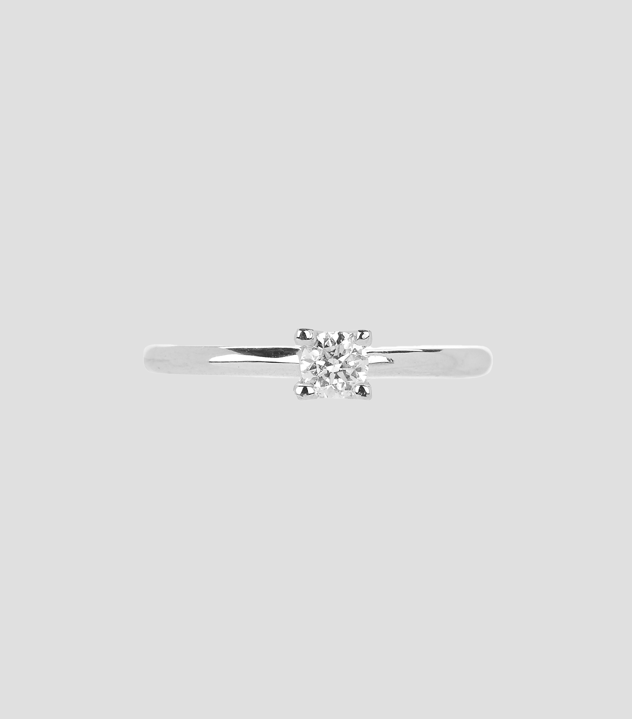 Anillo Solitario en Oro blanco de 14 Kilates con Diamante Incrustado Mujer