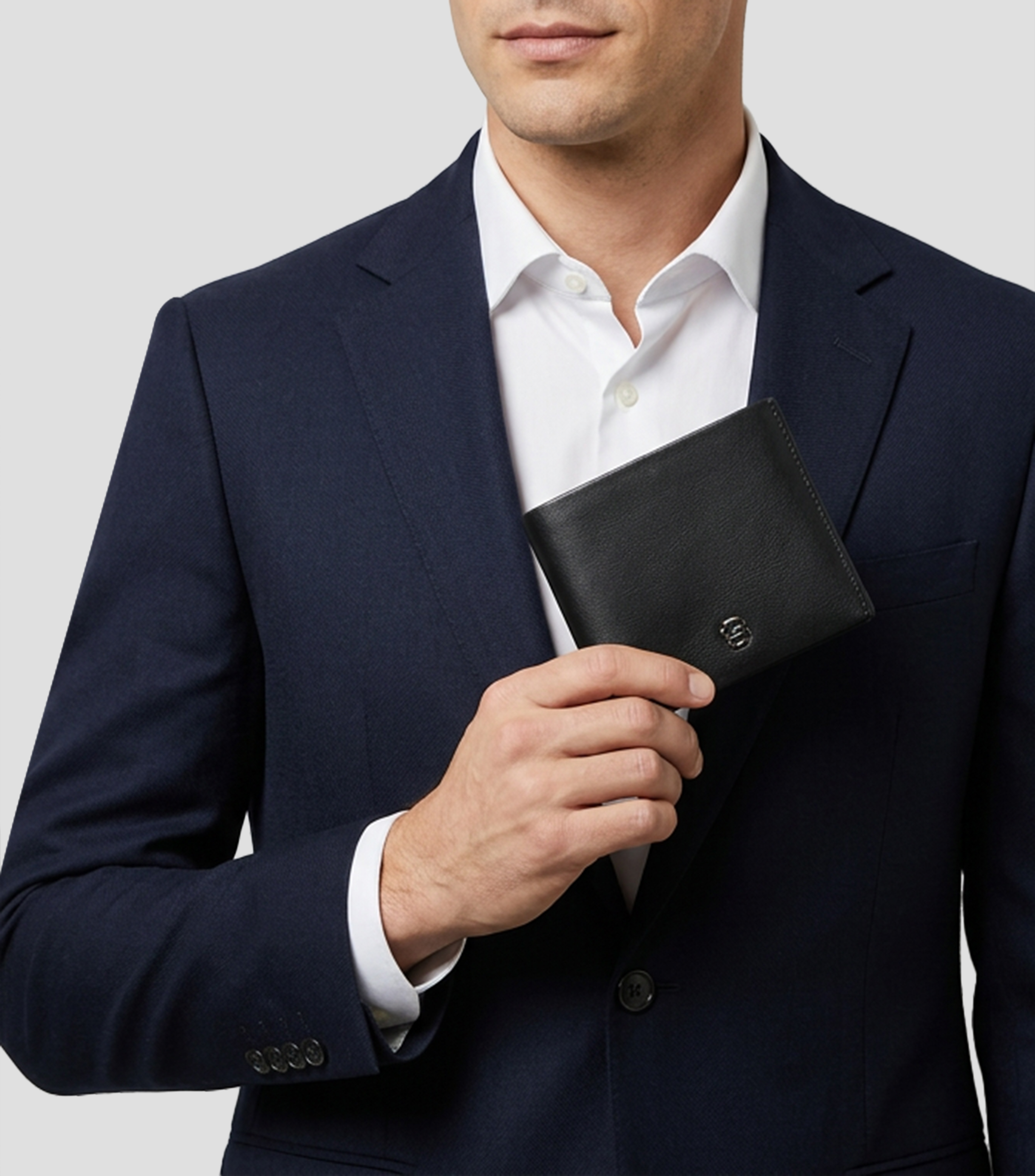 Cartera bifold en piel lisa Hombre