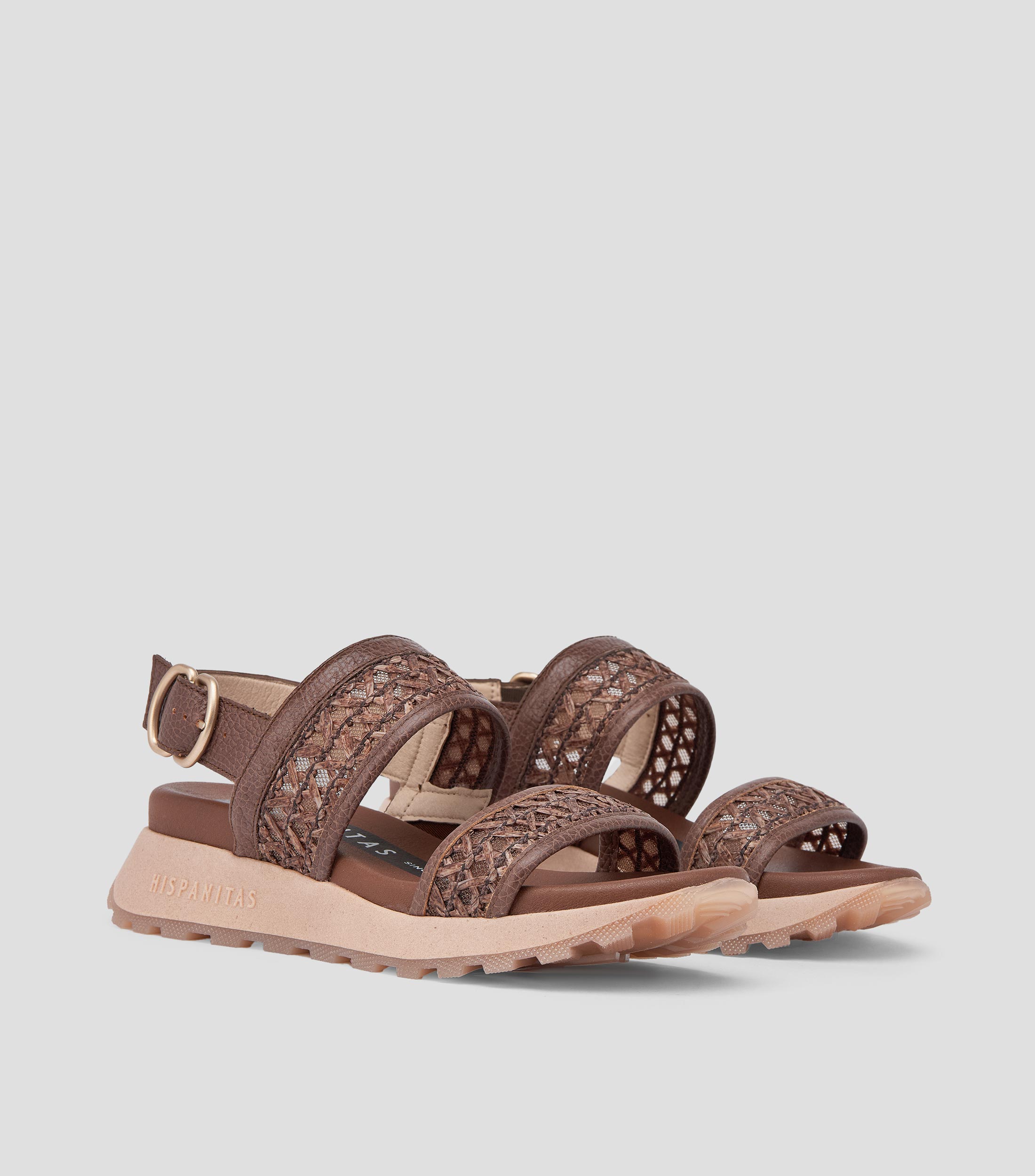 Sandalias con tacón bajo de cuña Mujer