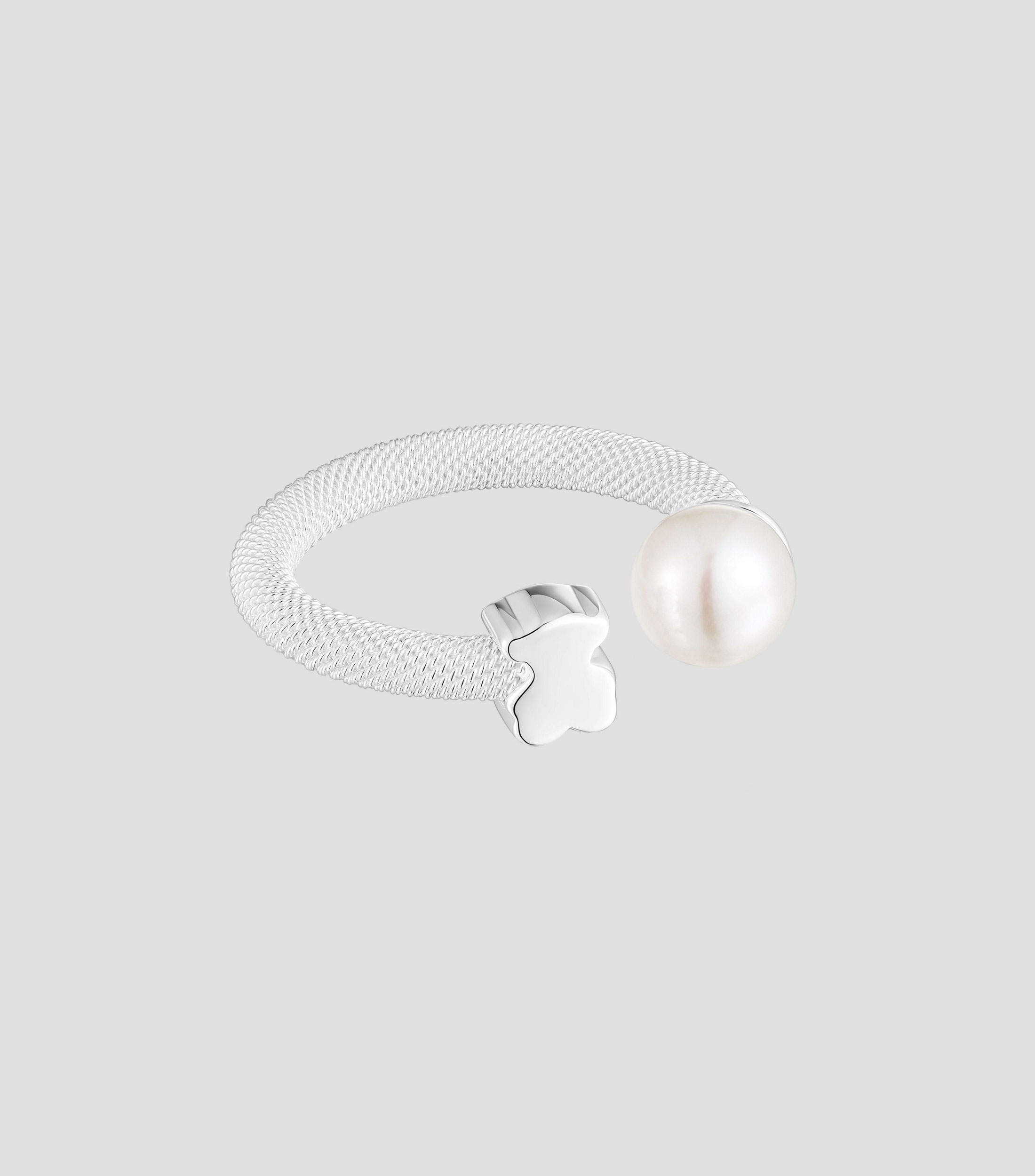 Anillo en plata .925 Icon Mesh con incrustación de perla Mujer
