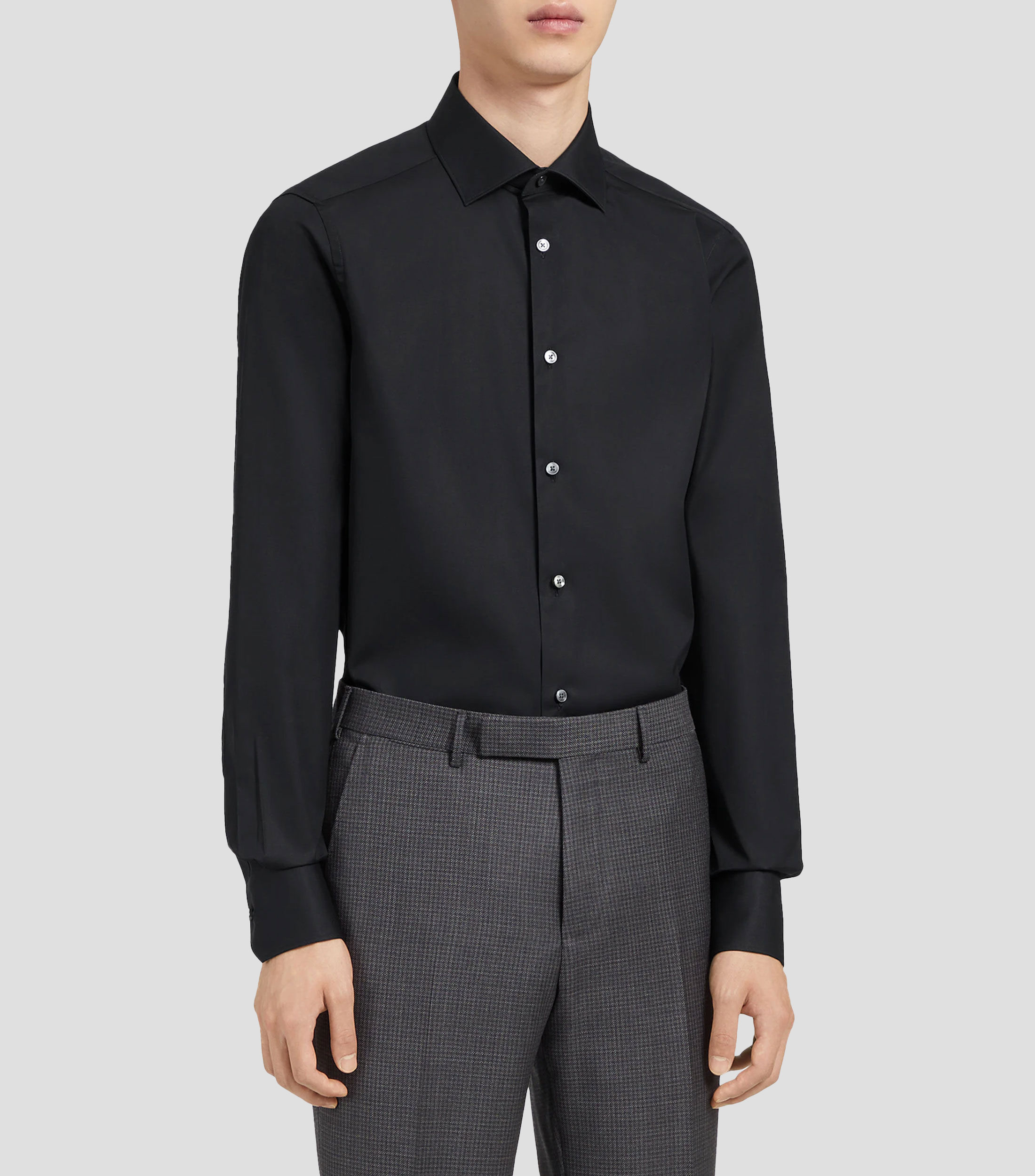 Camisa de vestir lisa manga larga Hombre