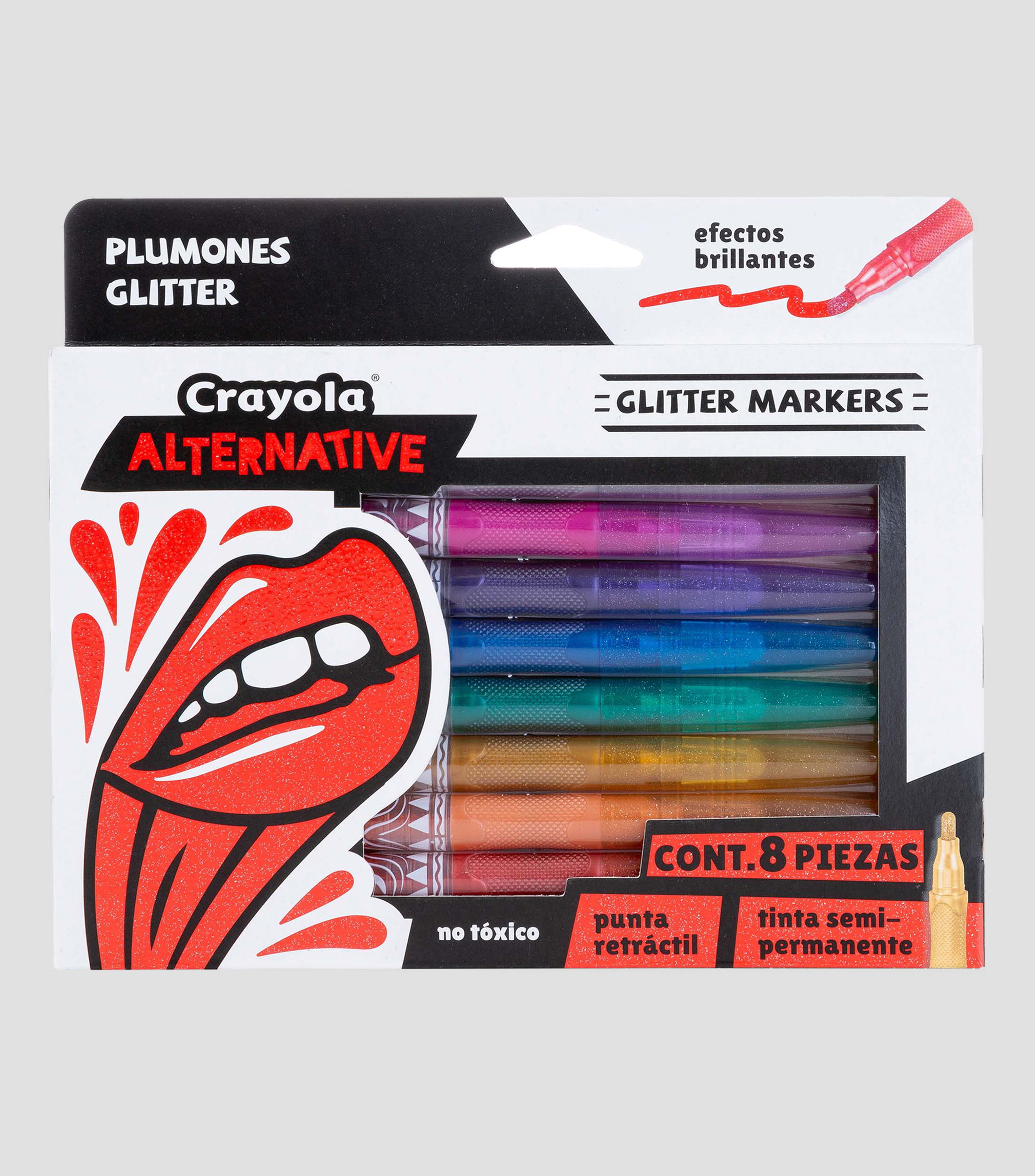 Set 8 Plumones con Glitter Alternative