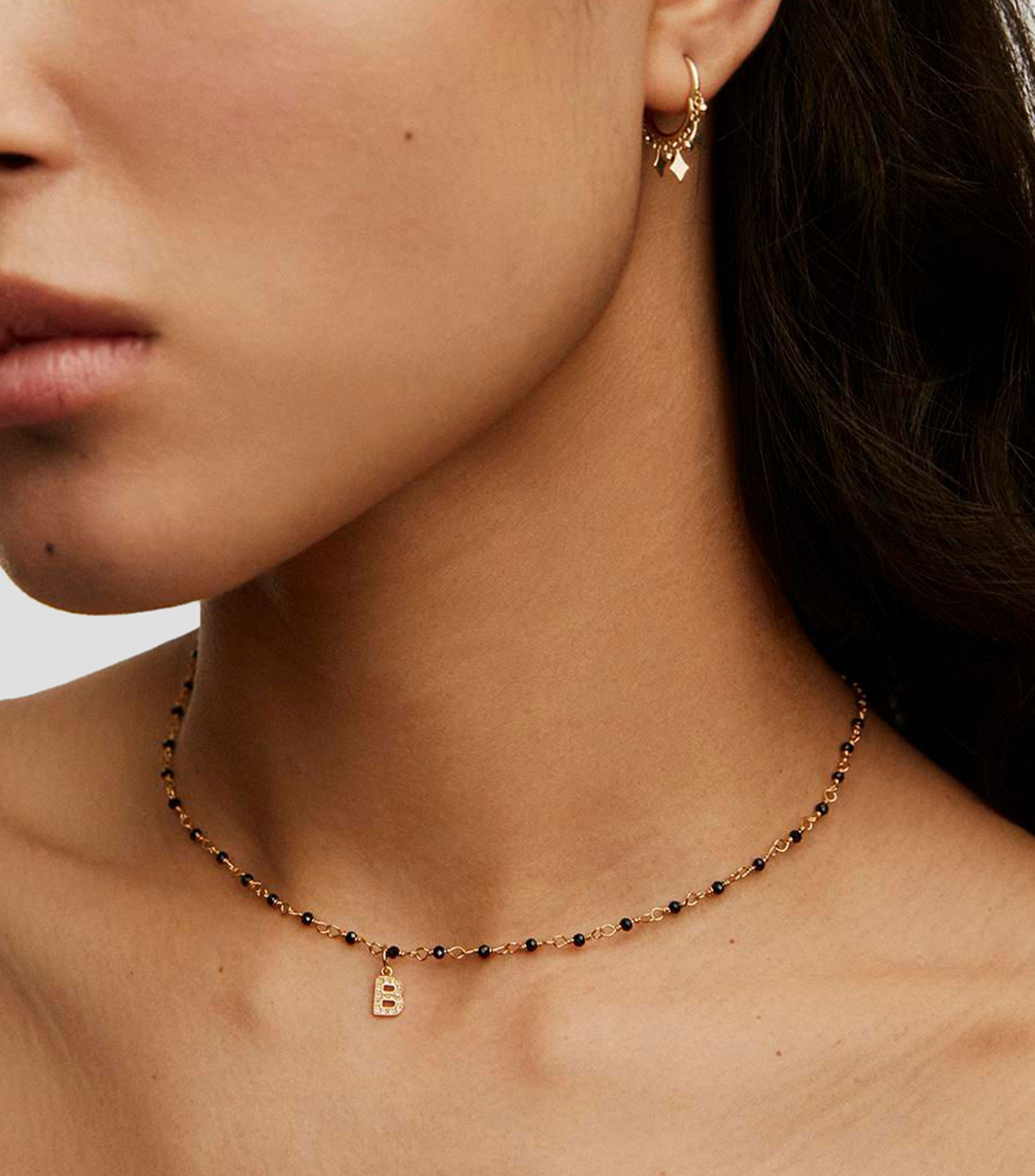Dije inicial B en plata .925 ABC con topacios blancos Mujer