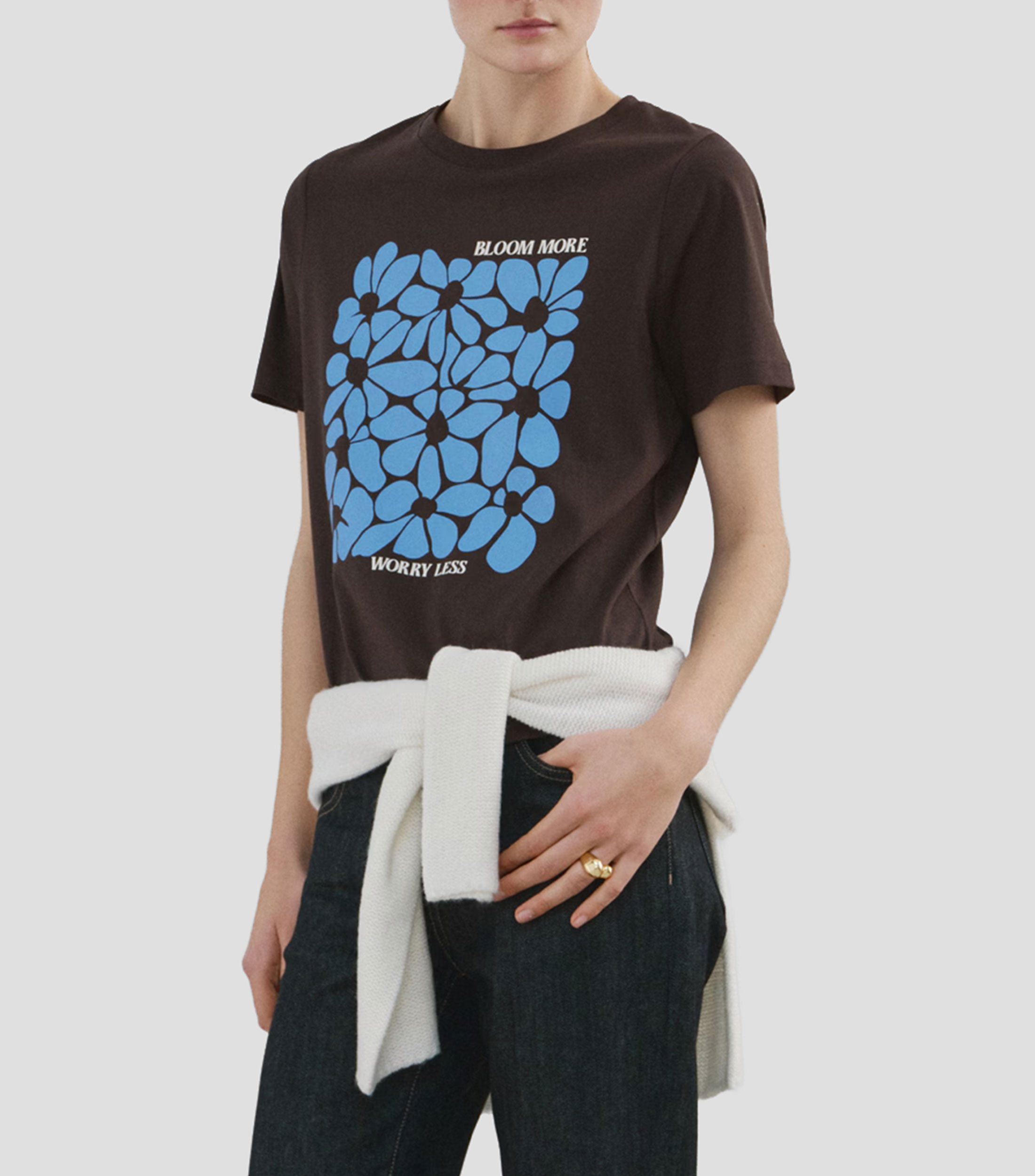 Playera cuello redondo manga corta estampada Mujer