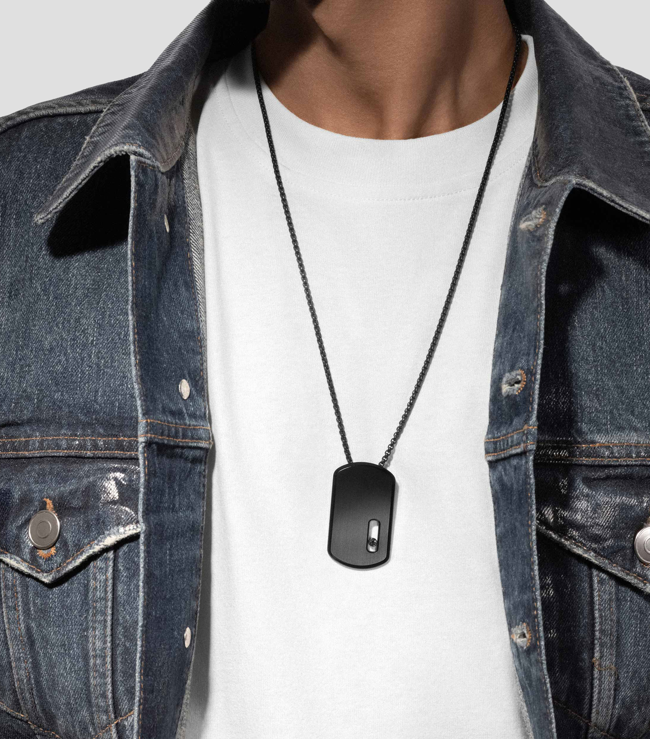 Dije rectangular Move Titanium con diamantes Unisex