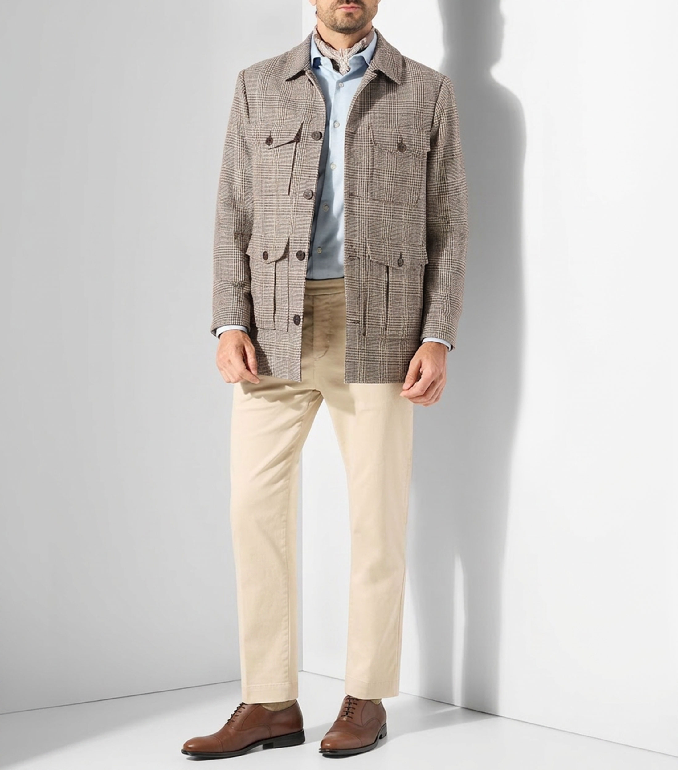 Camisa jaspeada manga larga Hombre