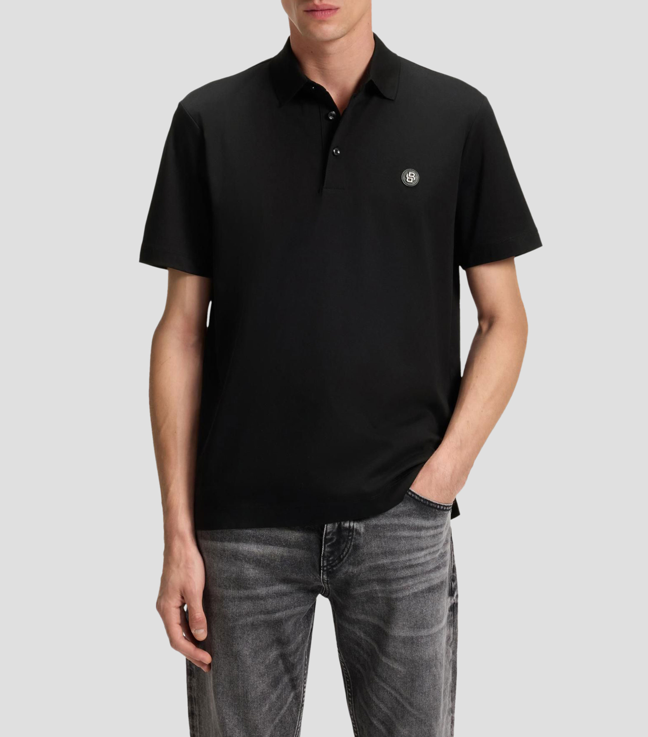 Playera Polo de algodón mercerizado con monograma doble Hombre