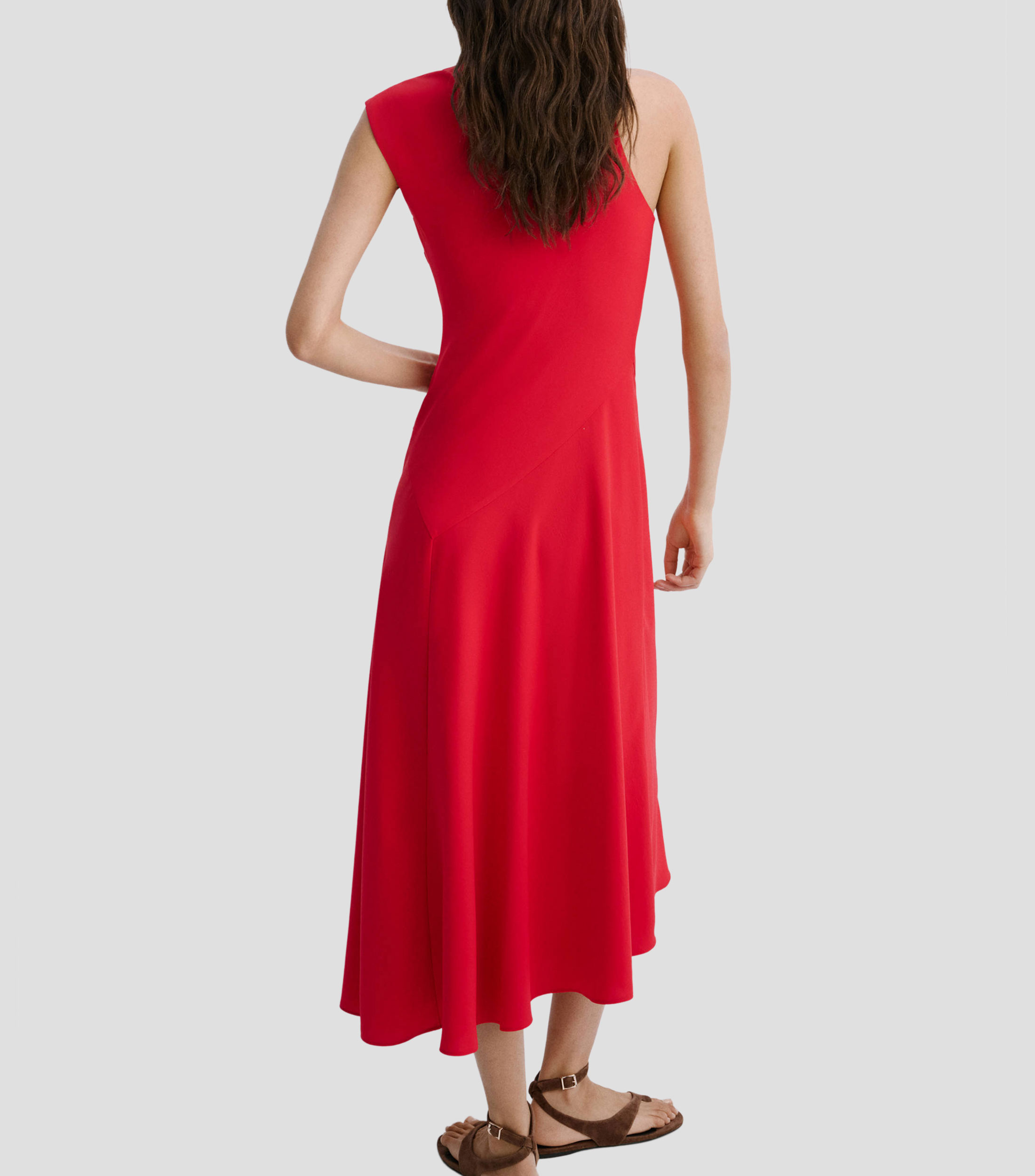 Vestido midi liso Mujer