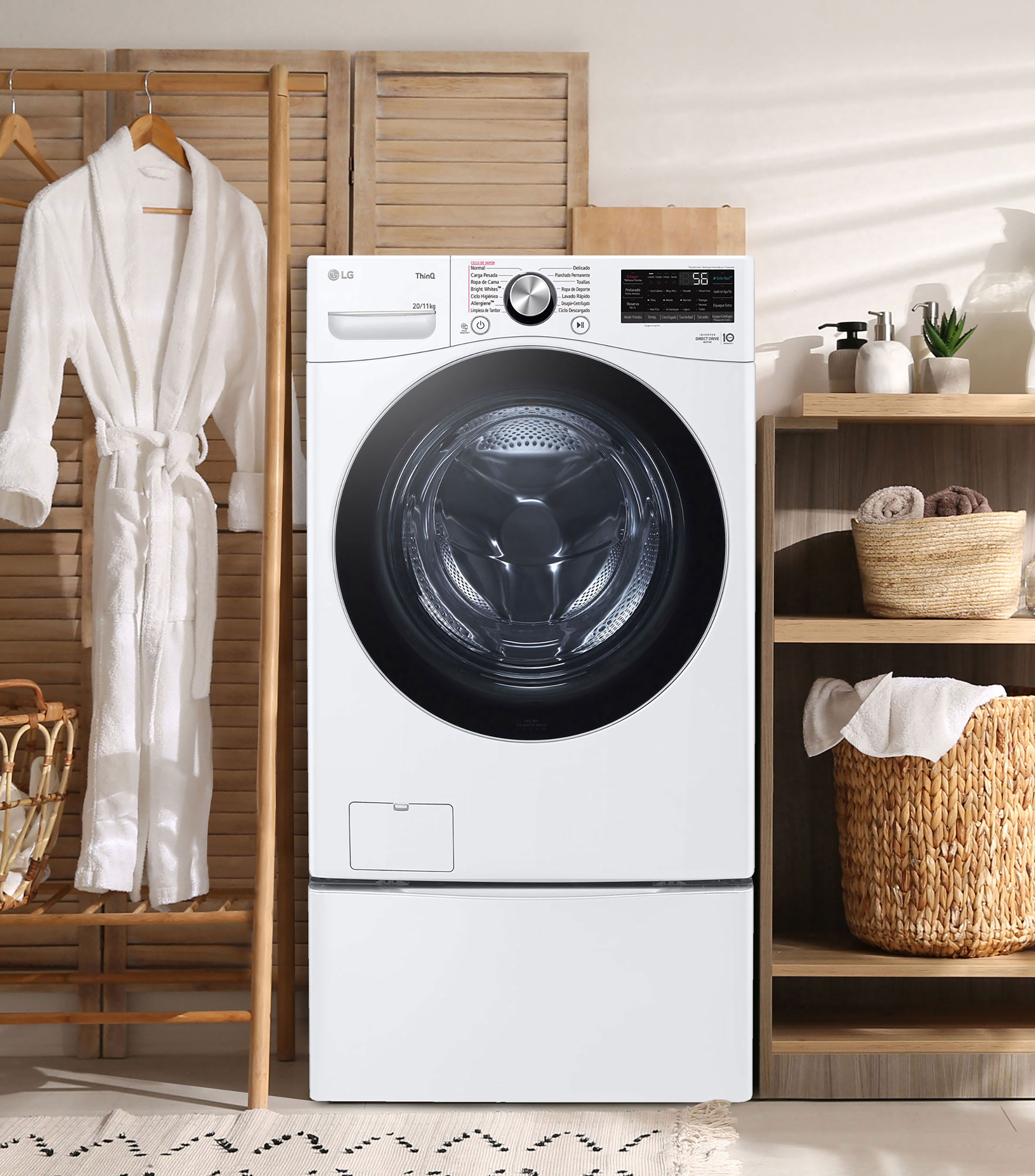Lavasecadora Eléctrica 20 Kg Lavado, 11 Kg Secado, Carga Frontal WD20WV26R.WD300CW Blanco