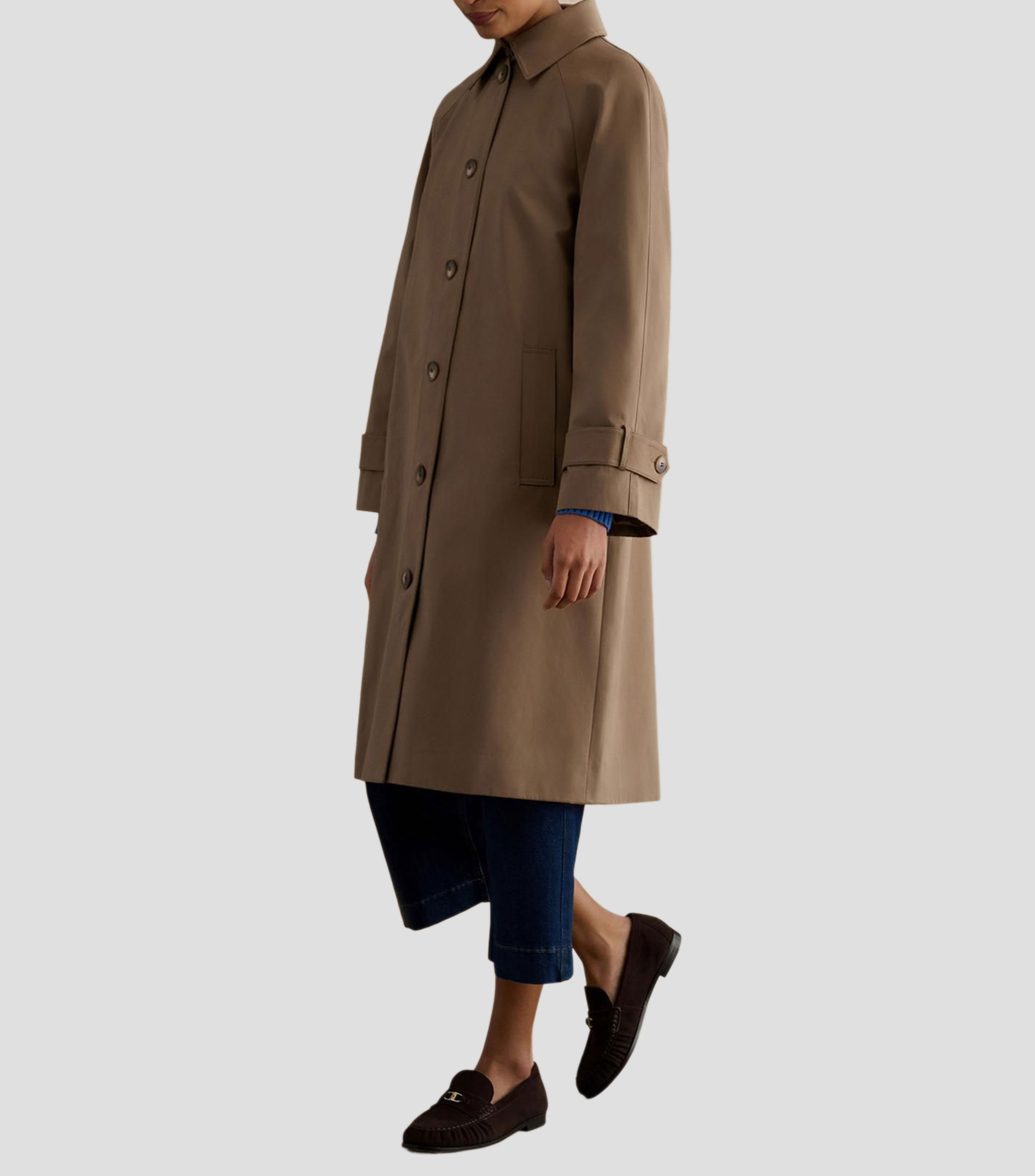 Gabardina larga con botones Mujer