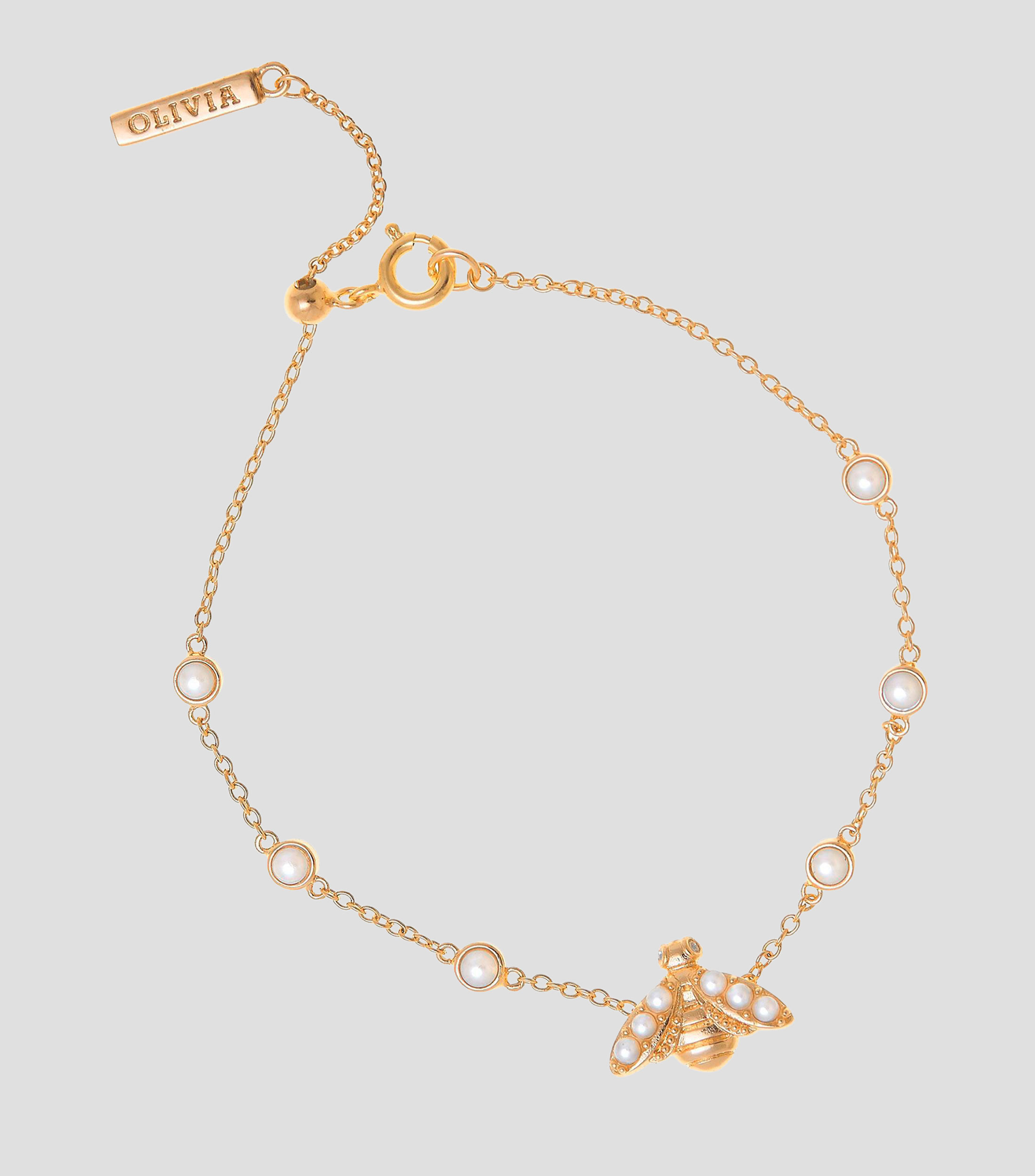 Pulsera con dije de abeja con perlas Pearl Bee Mujer