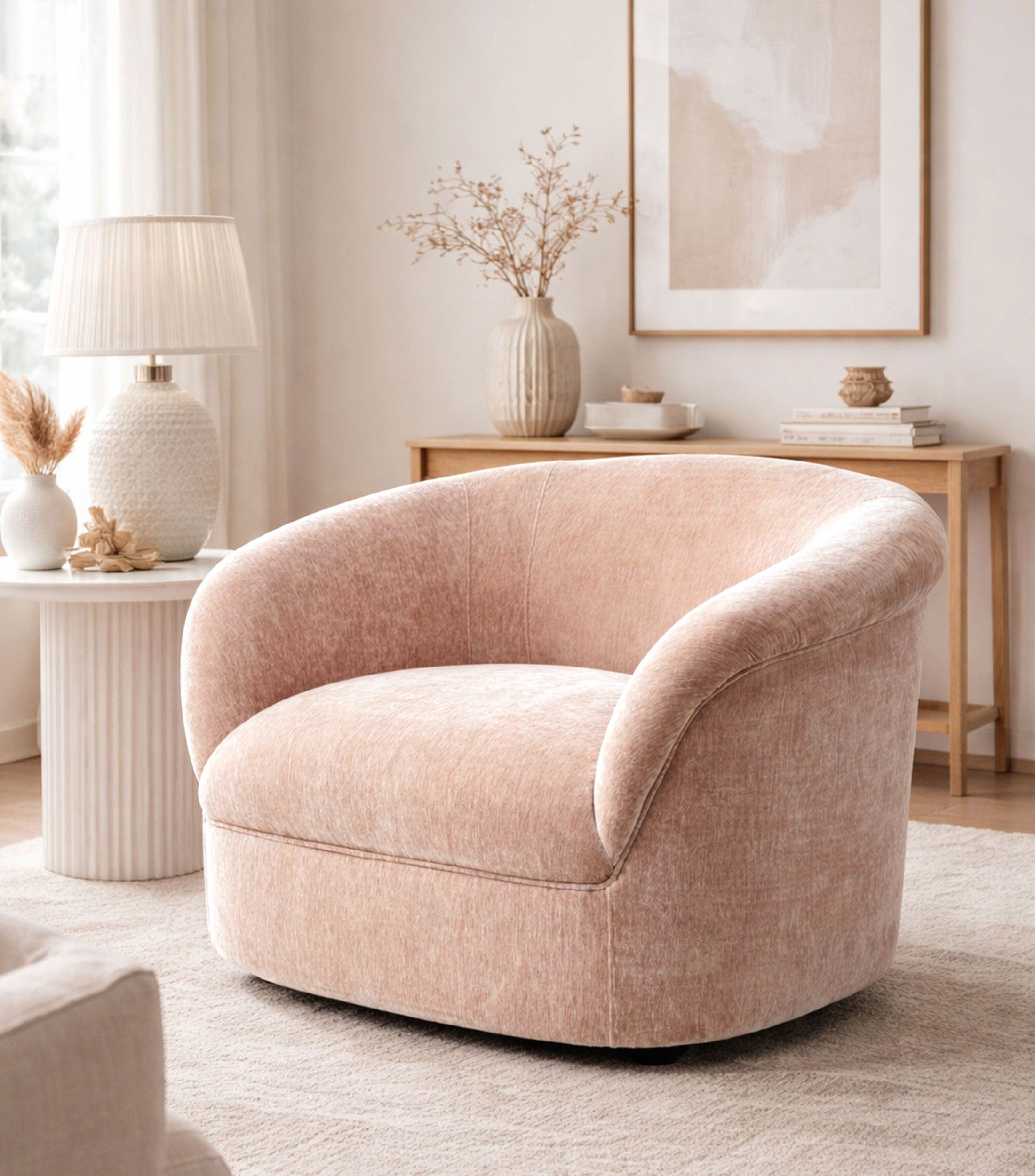 Sillón contemporáneo Thora Blush café claro