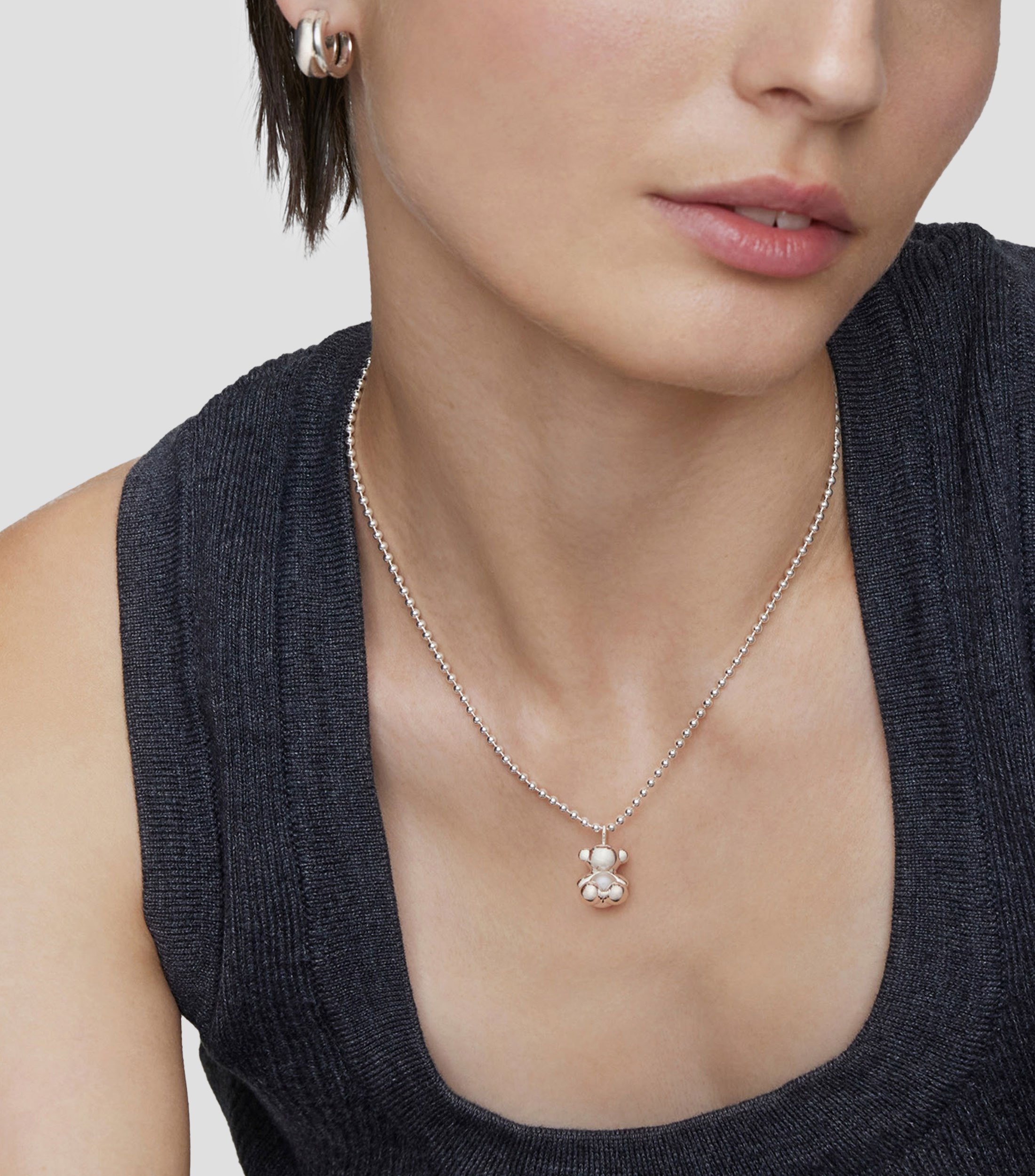 Dije de oso en plata Bold Bear con nácar Mujer