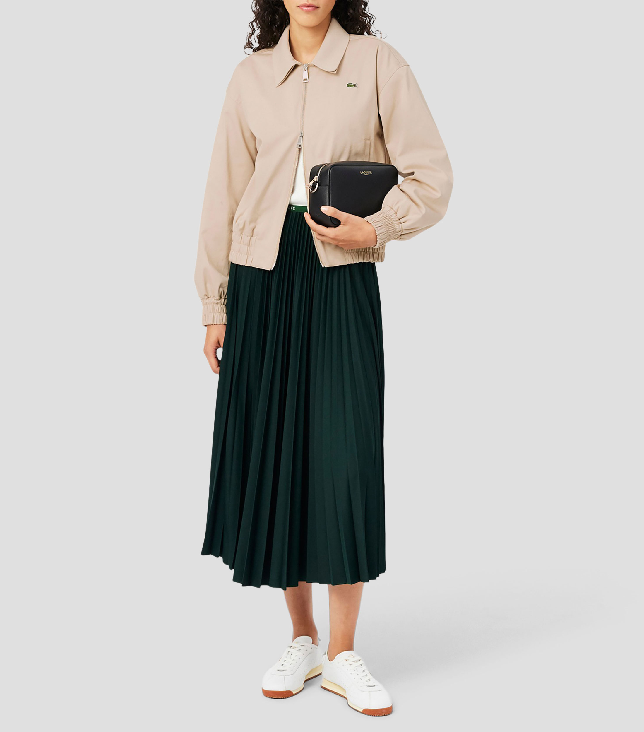 Bolsa crossbody lisa con detalle texturizado Mujer