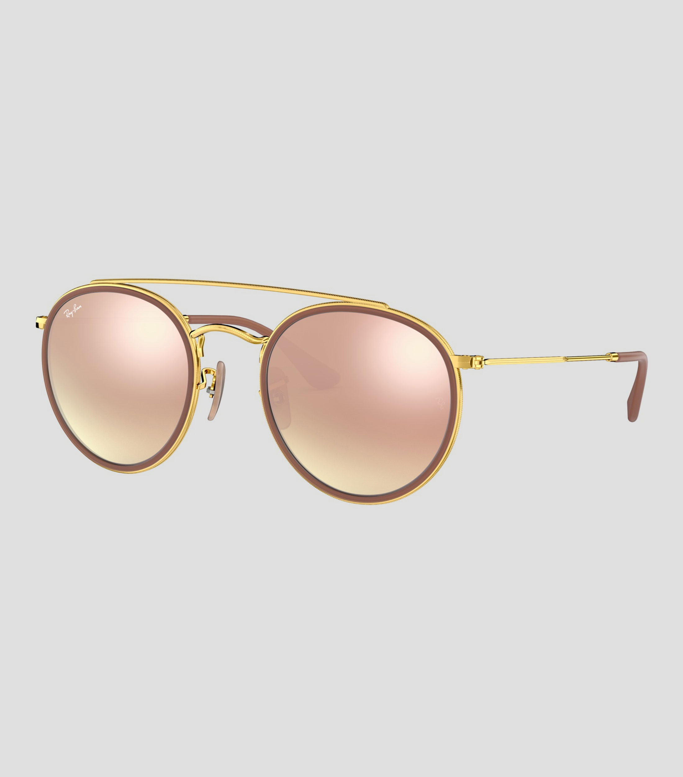 Lentes de sol redondos Round Double Bridge dorados Unisex