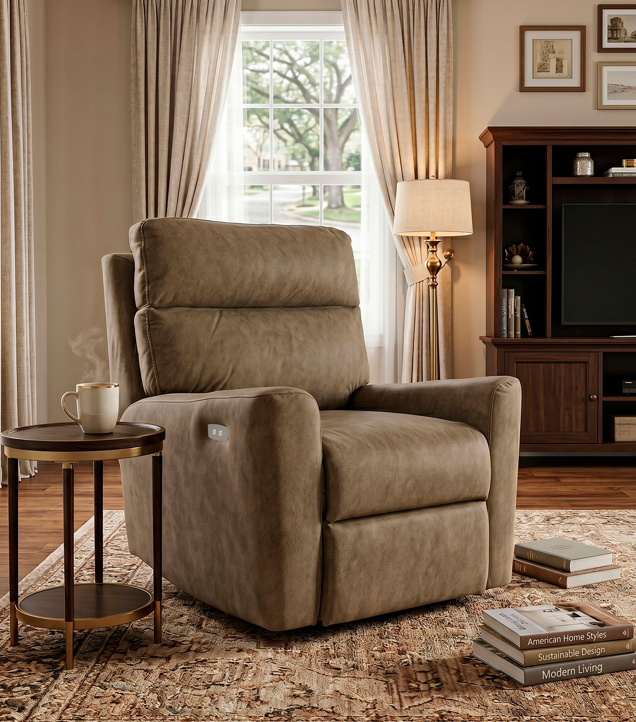 Sillón reclinable eléctrico Drury café