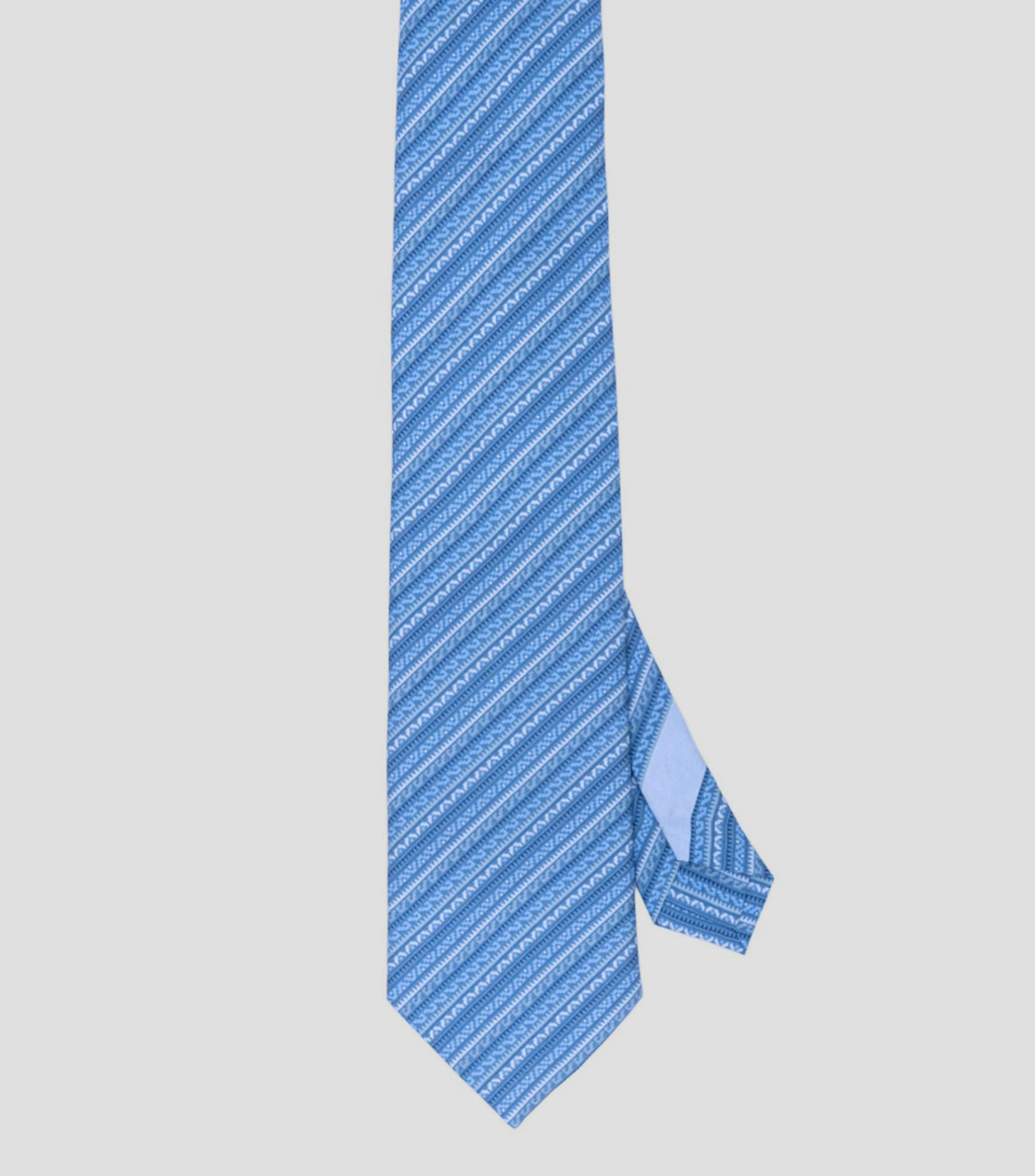 Corbata ancha en seda azul claro Grecas Prehispánicas