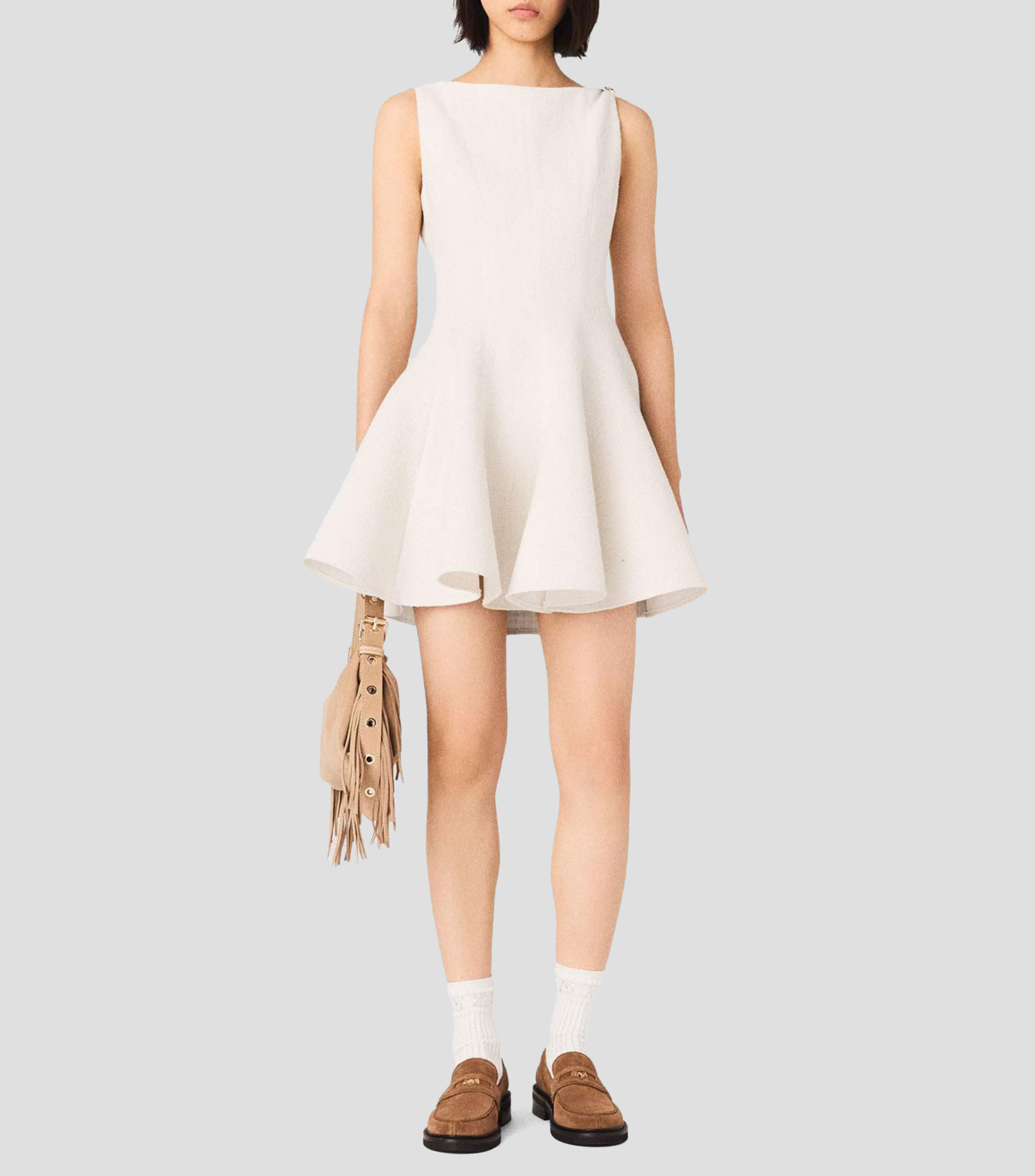 Vestido corto liso Mujer