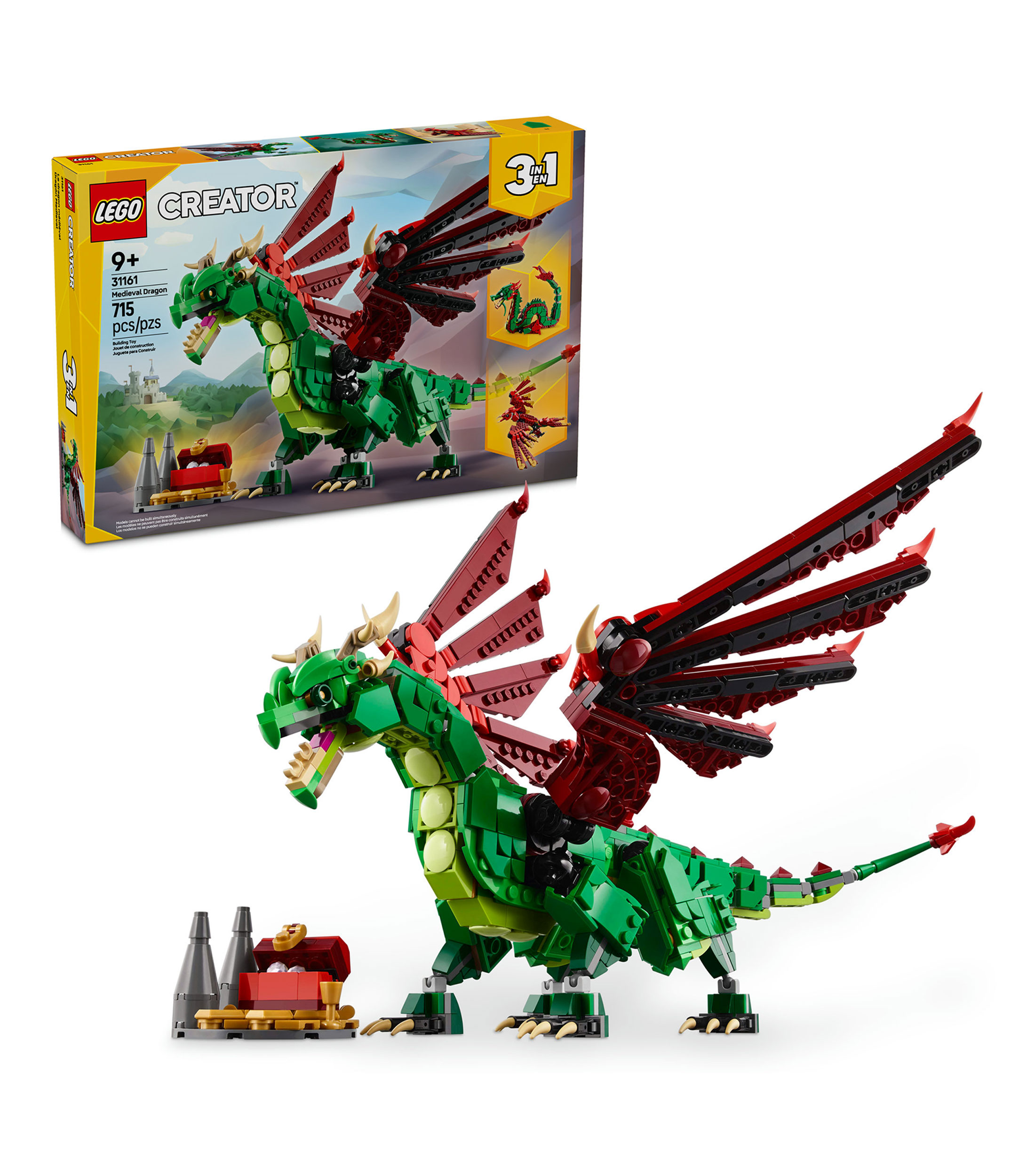 Lego Creator 3en1 Dragón Medieval Juguete de Construcción 31161
