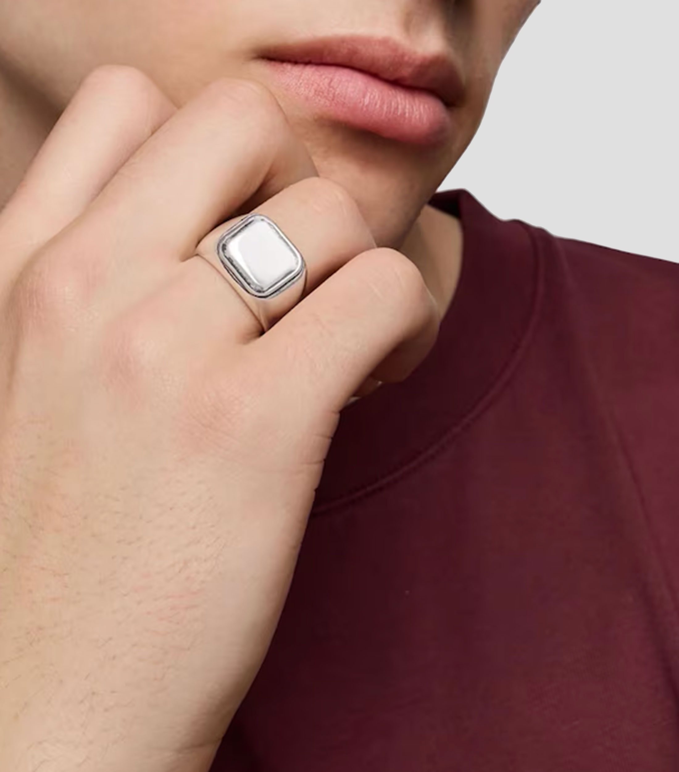 Anillo en plata tipo sello Hombre