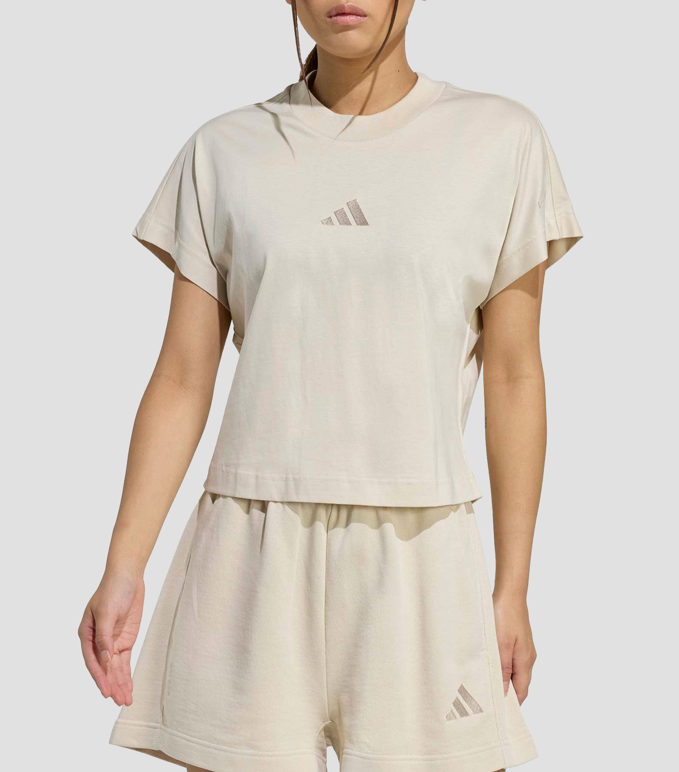 Playera de entrenamiento cuello redondo manga corta estampada Mujer
