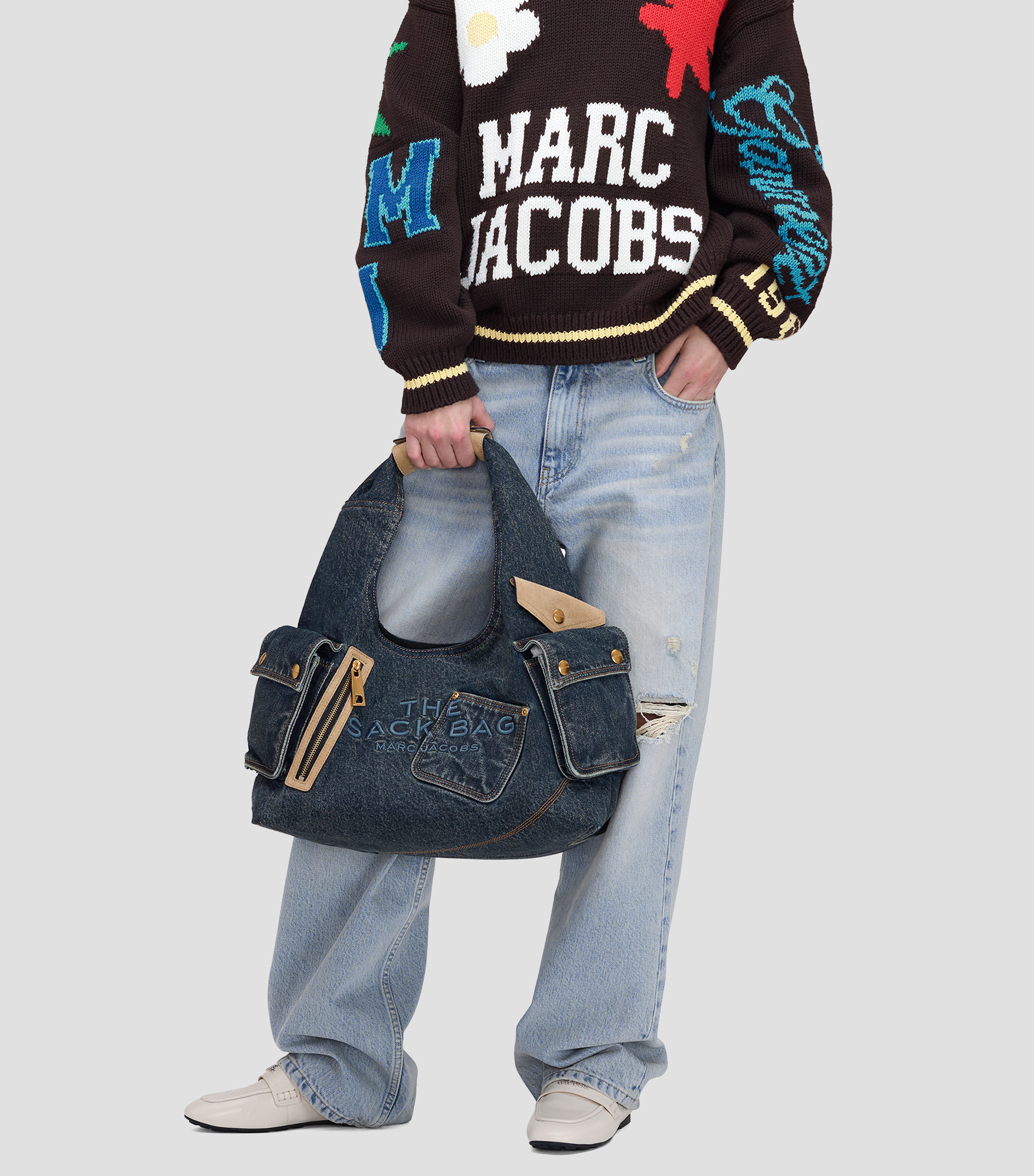 Bolsa shoulder azul Cargo lisa Mujer