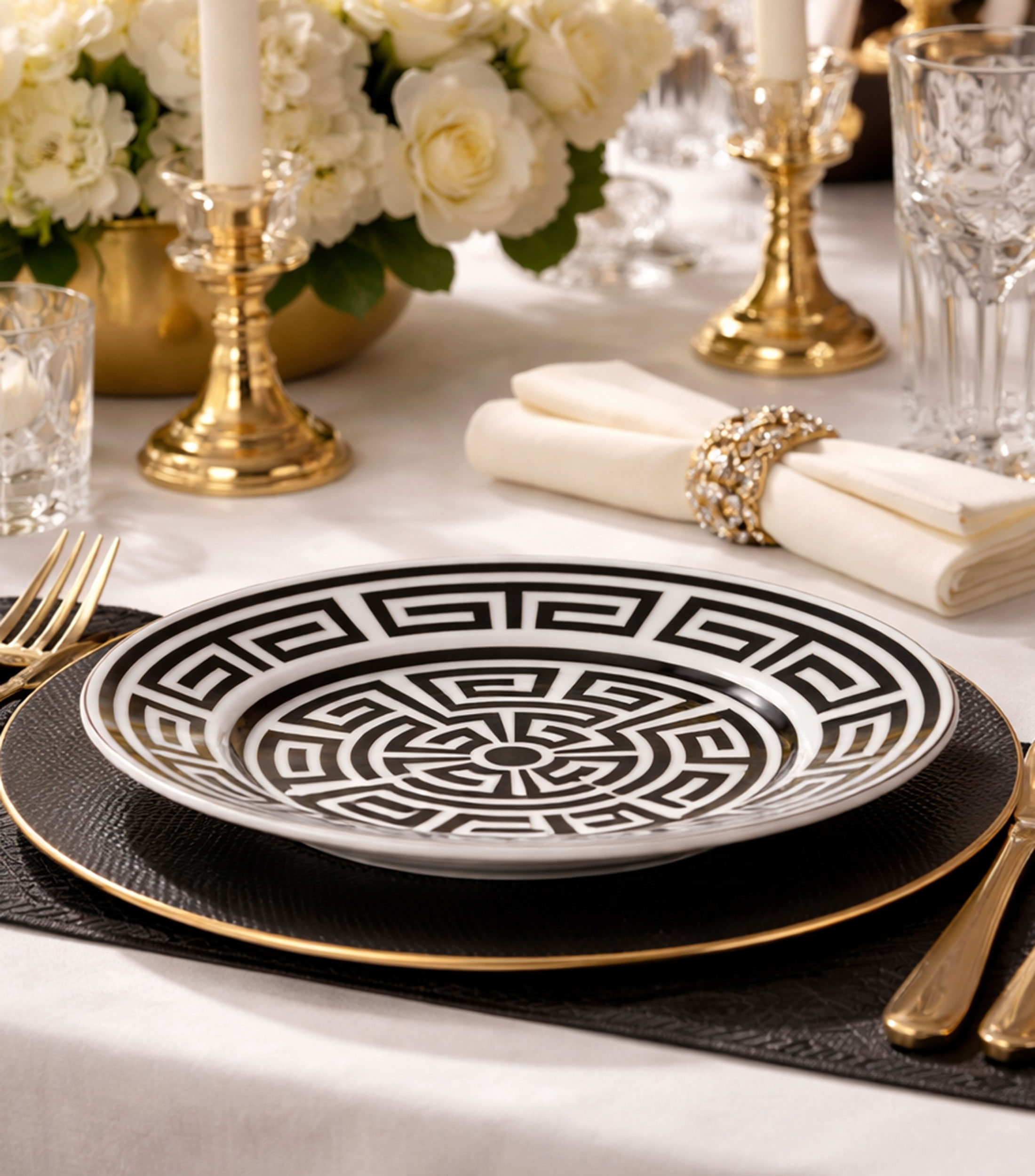 Plato para postre Impero Laberinto en porcelana