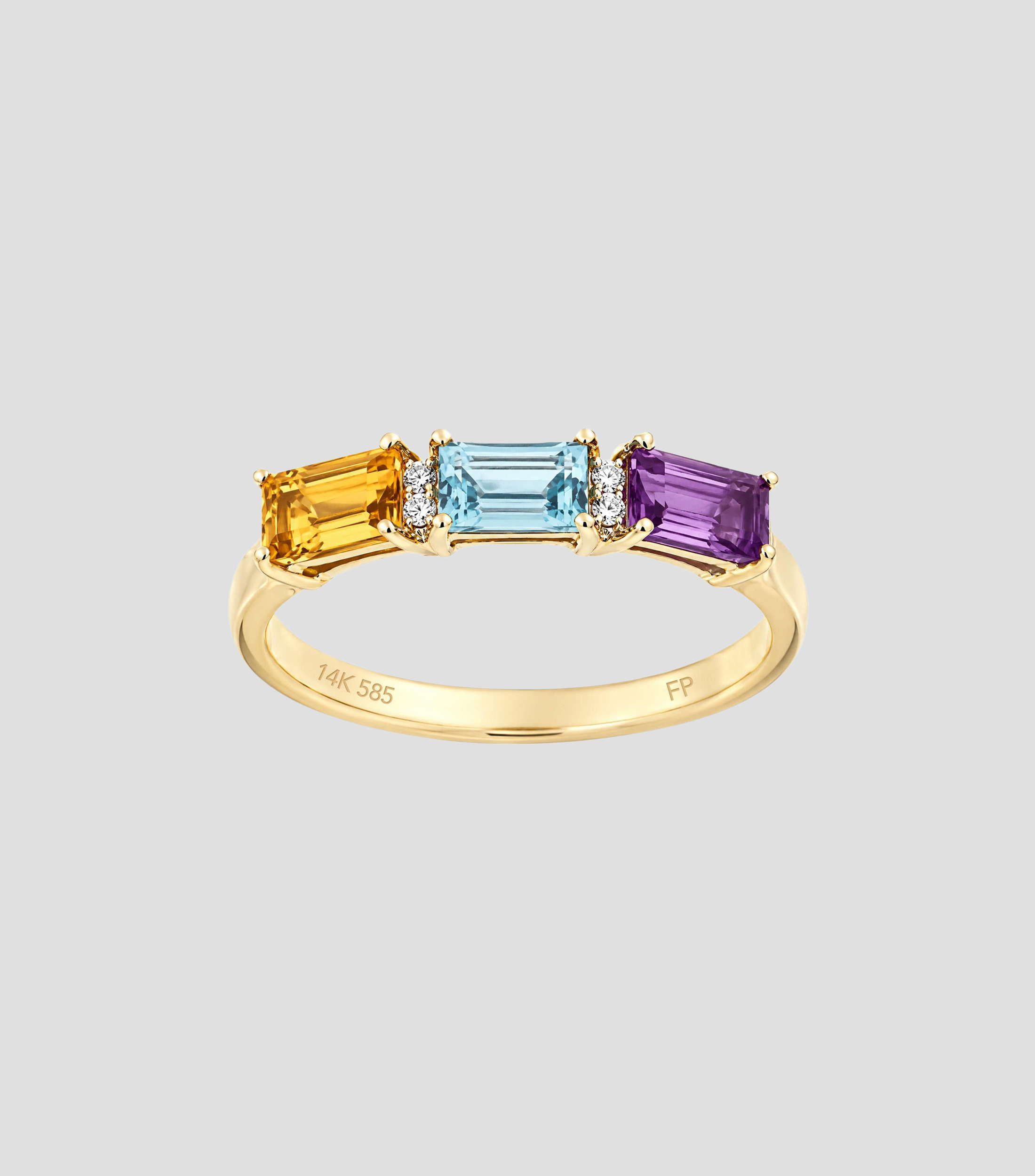 Anillo en Oro de 14 Kilates con gemas Mujer