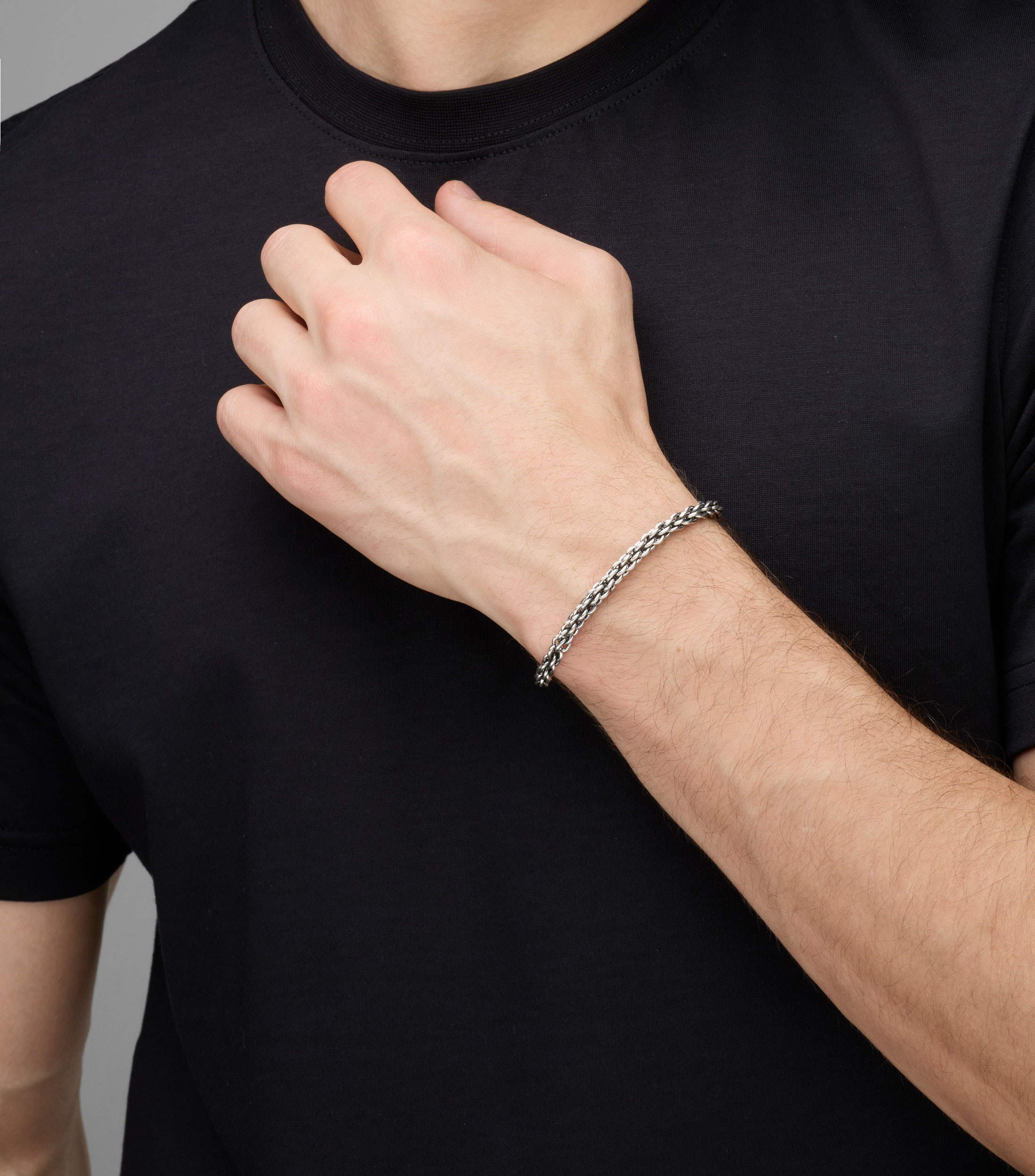 Pulsera en plata .925 con aros entrelazados Hombre