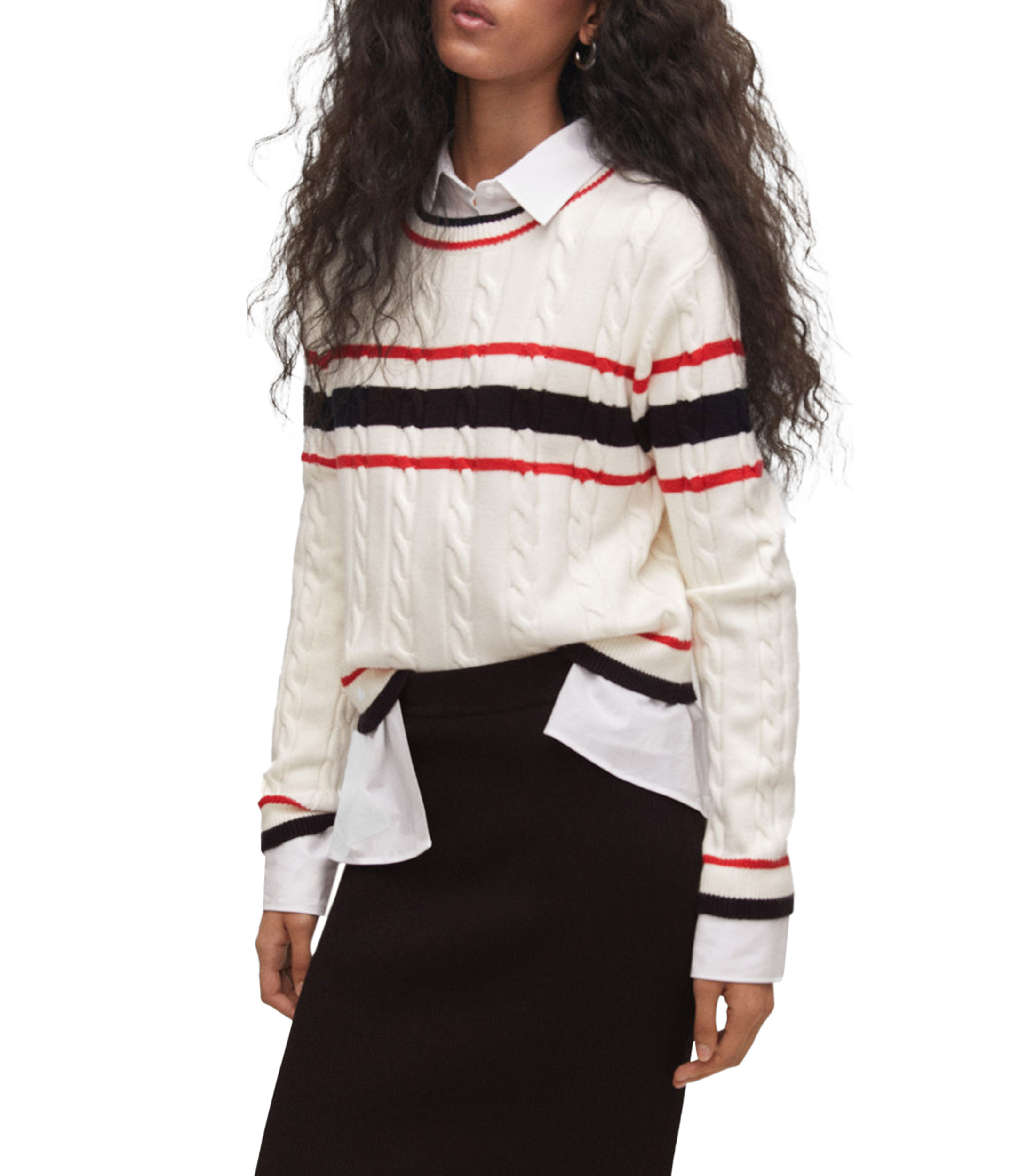 sueter negro cuello redondo mujer